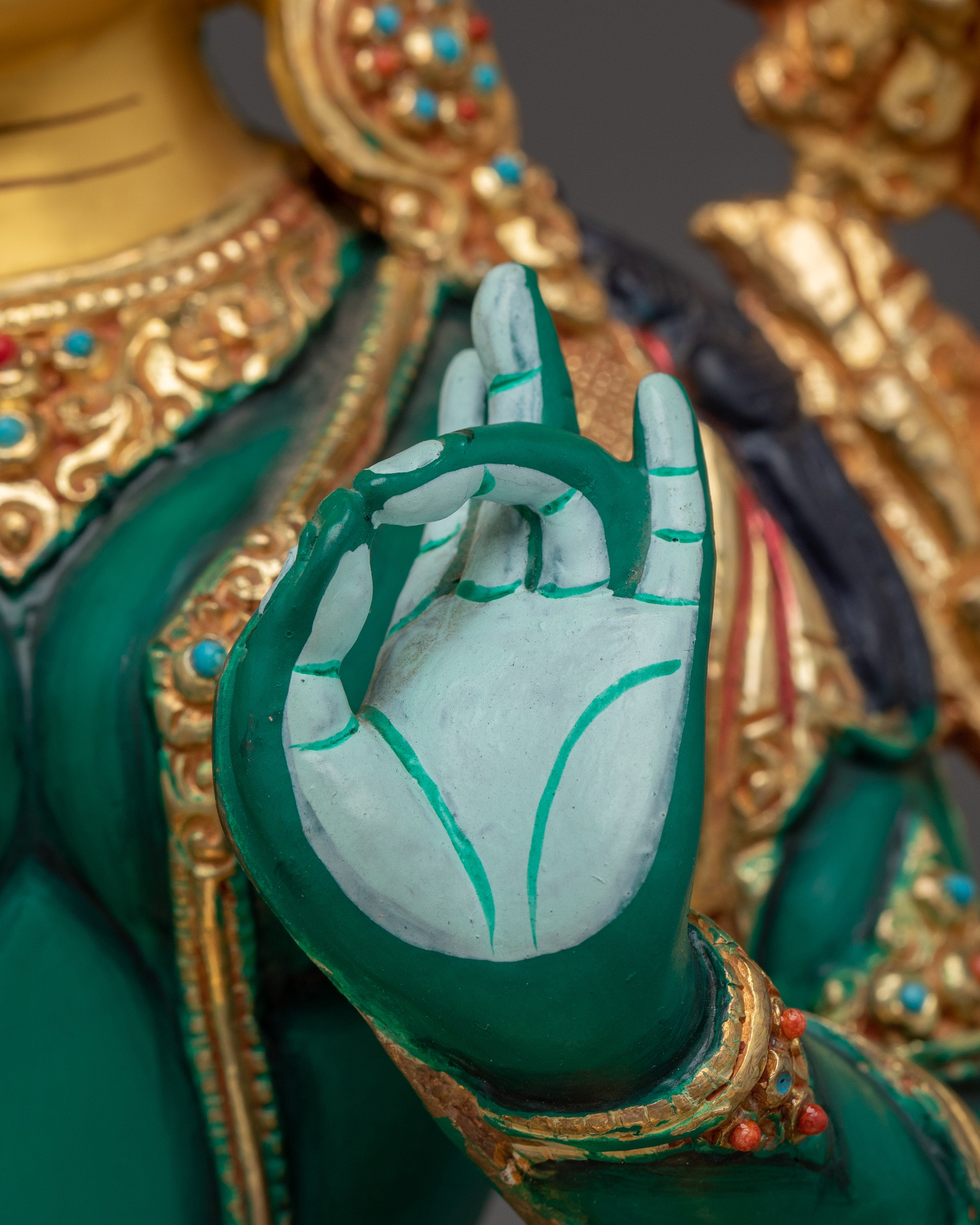 Green Tara Statue Handcrafted from Copper | Ideal for Altar, Healing Space