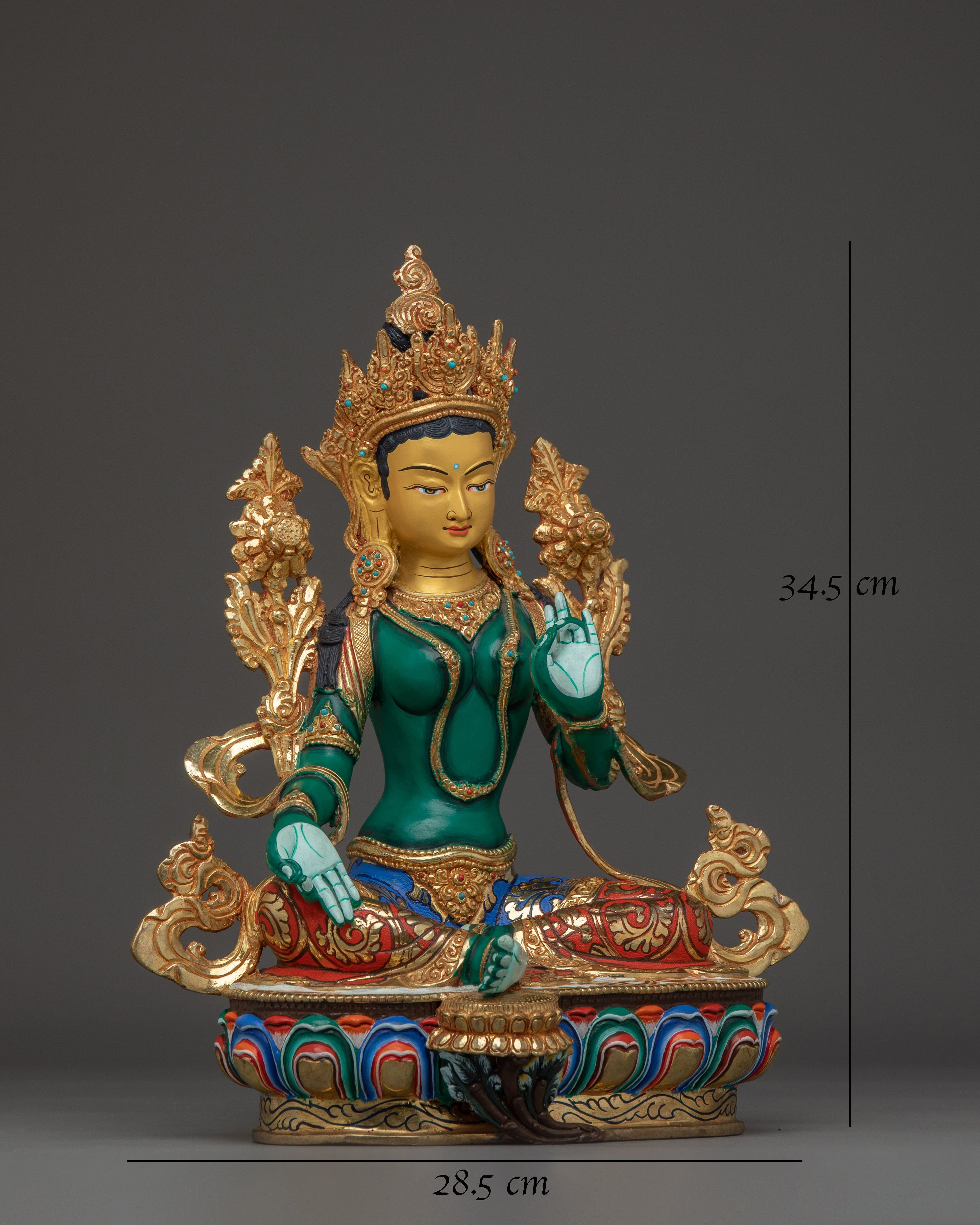 Green Tara Statue Handcrafted from Copper