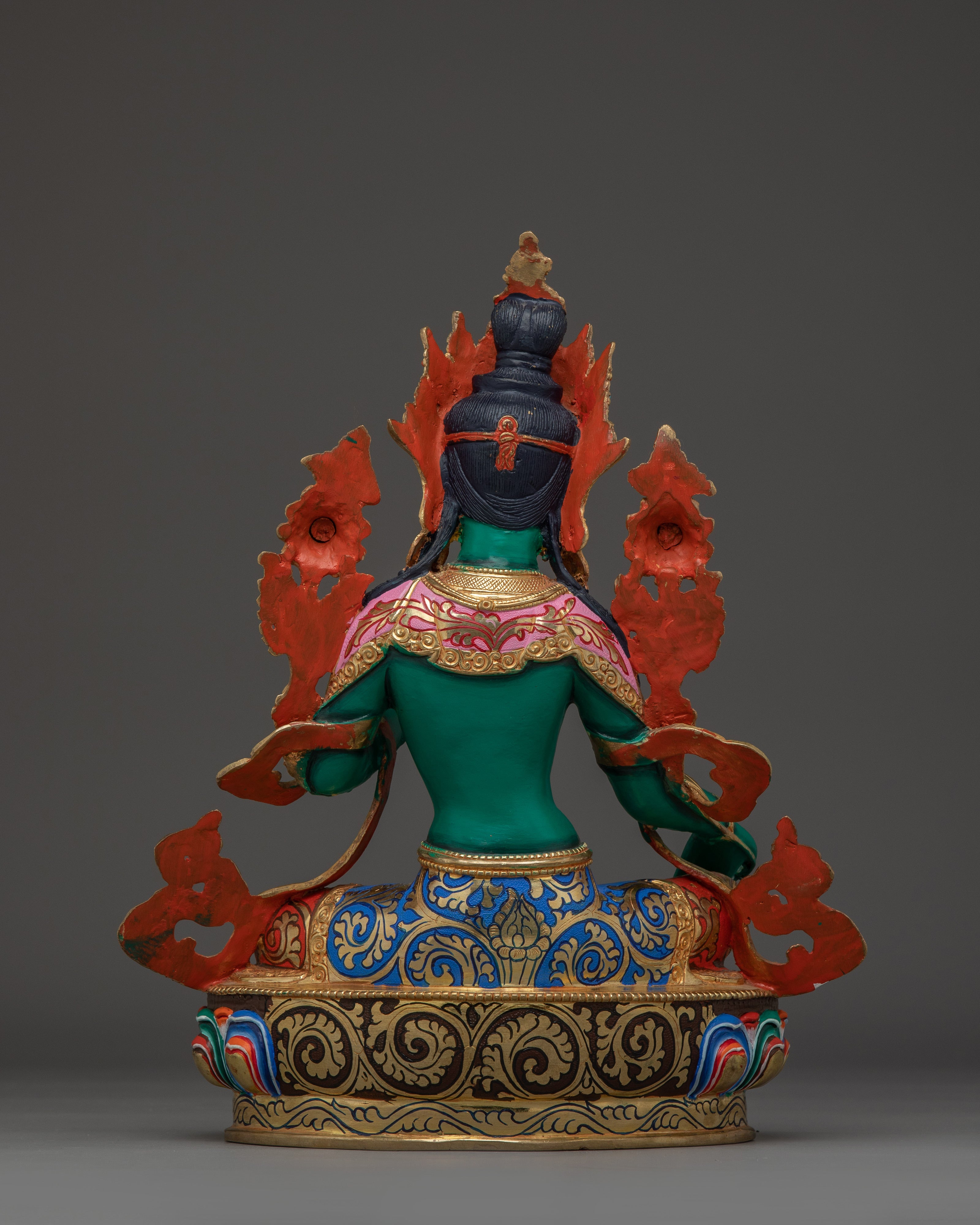 Green Tara Statue Handcrafted from Copper | Ideal for Altar, Healing Space