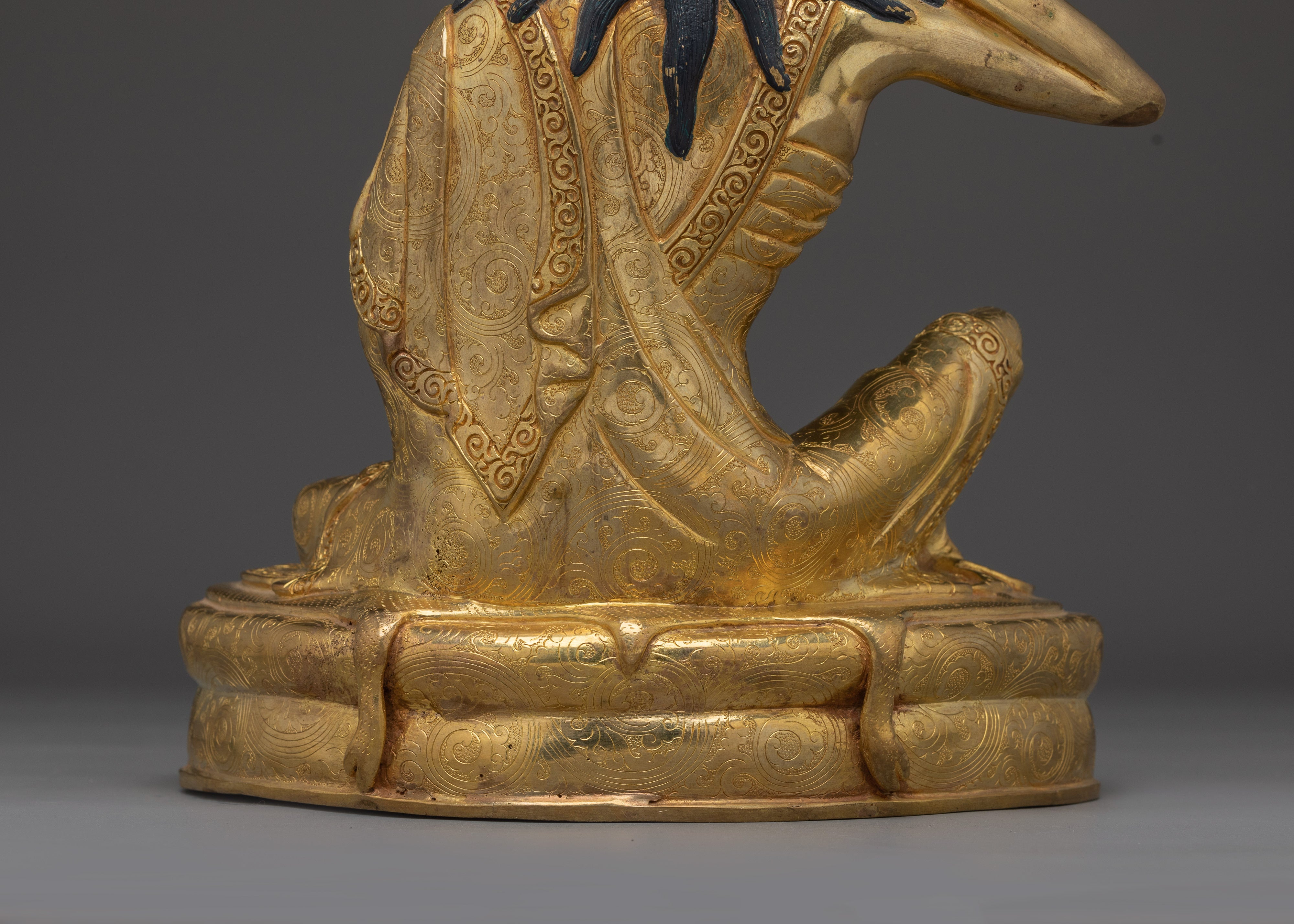 24K Gold Gilded Milarepa Statue | Copper Buddhist Master Figure