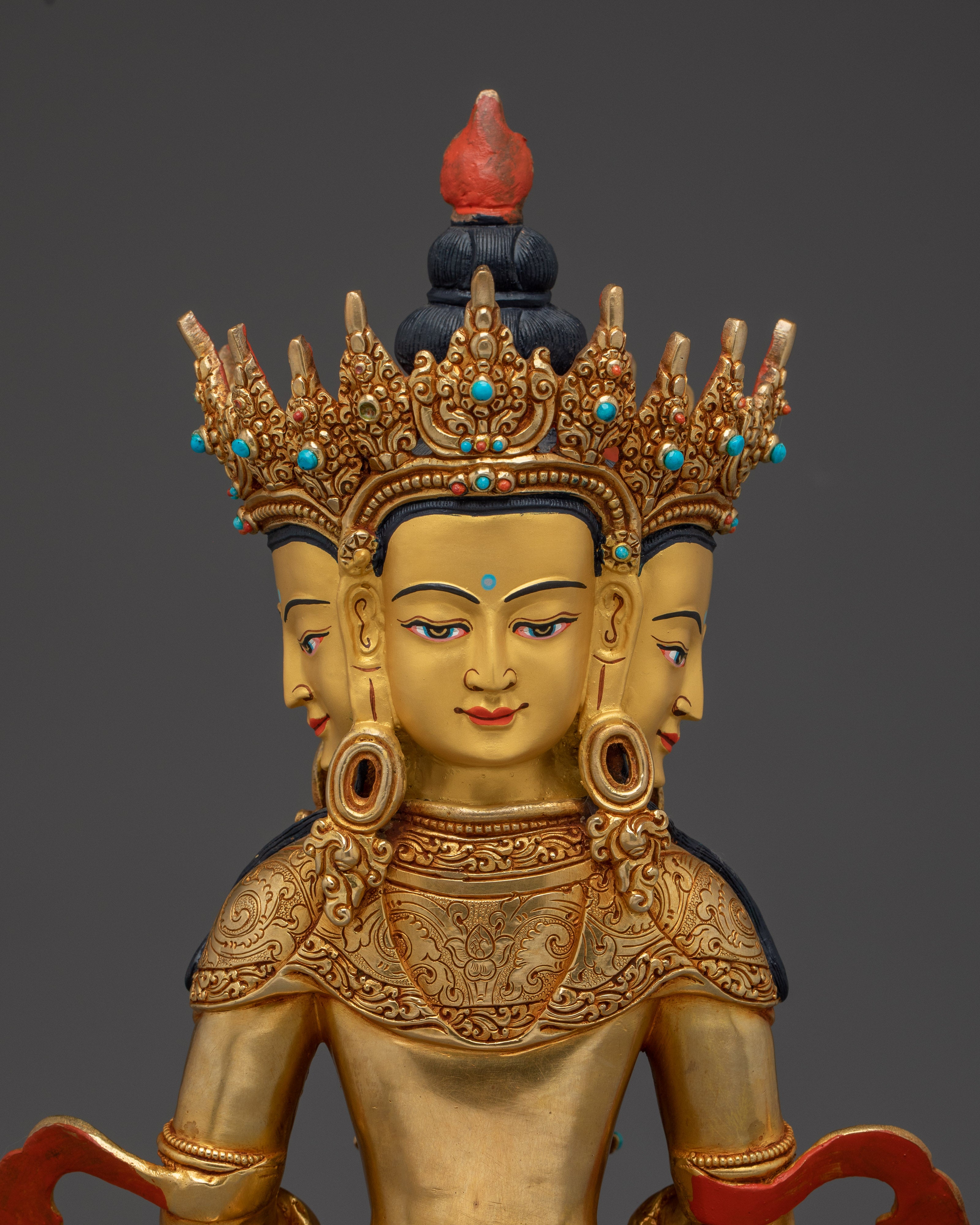 Gold Gilded Vairocana Buddha Statue | Traditional Artwork