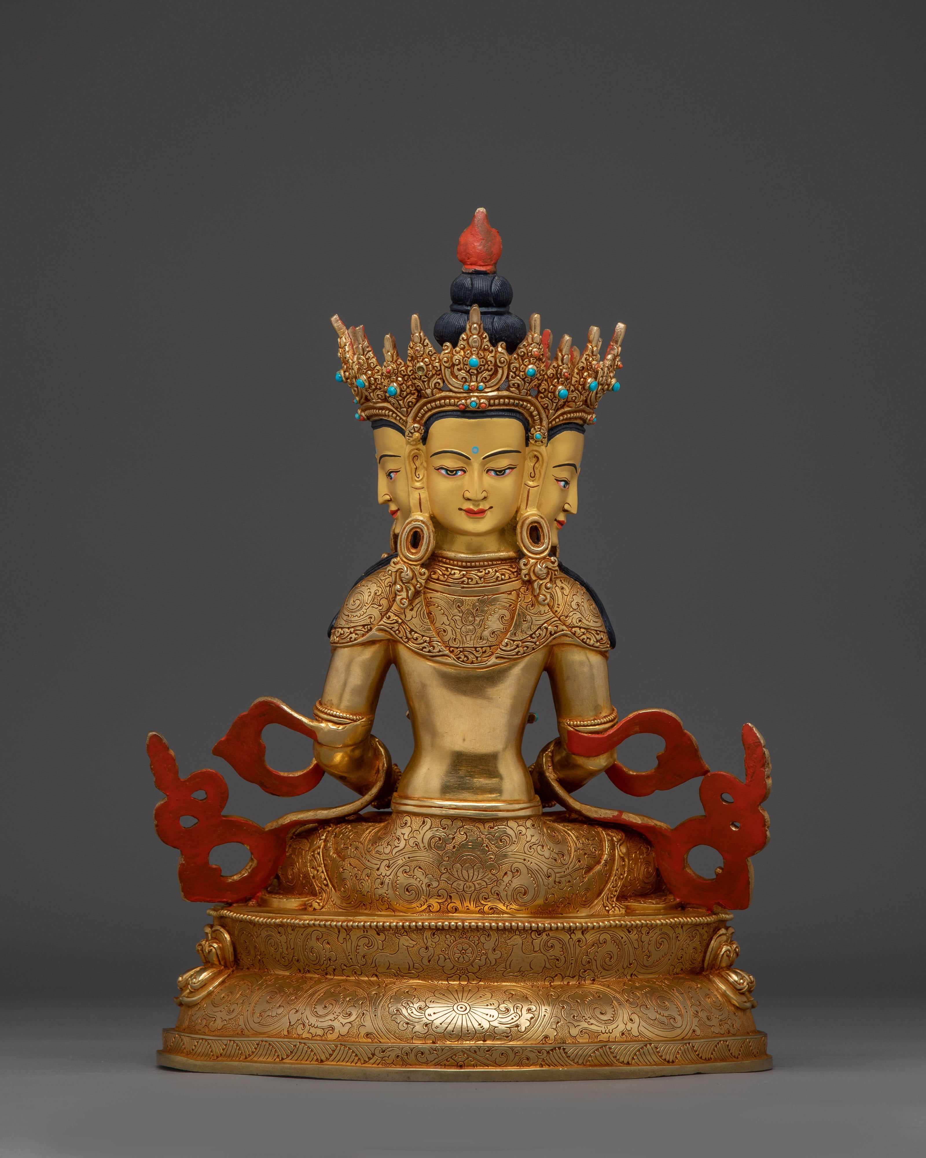 Gold Gilded Vairocana Buddha Statue | Traditional Artwork