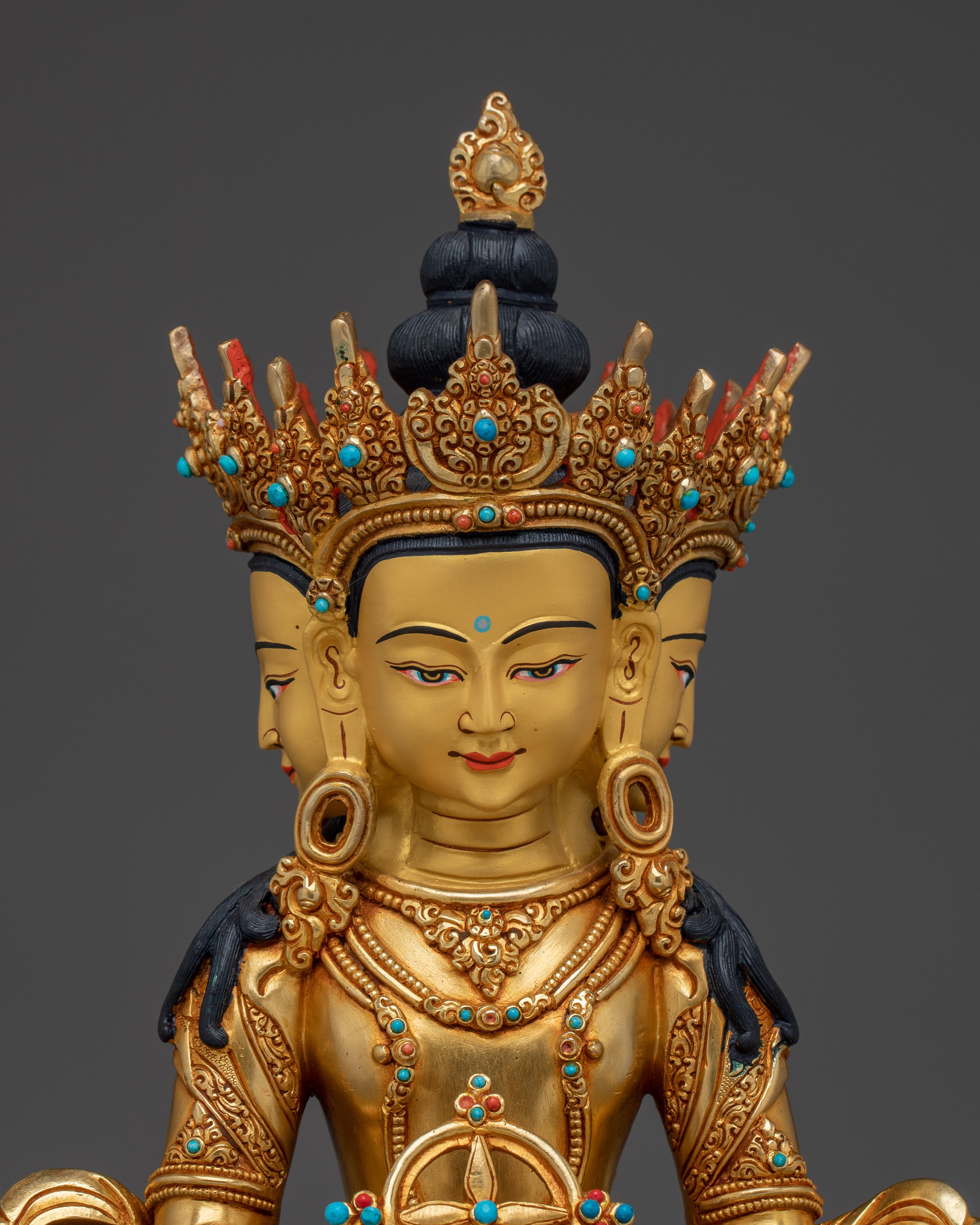 Gold Gilded Vairocana Buddha Statue | Traditional Artwork