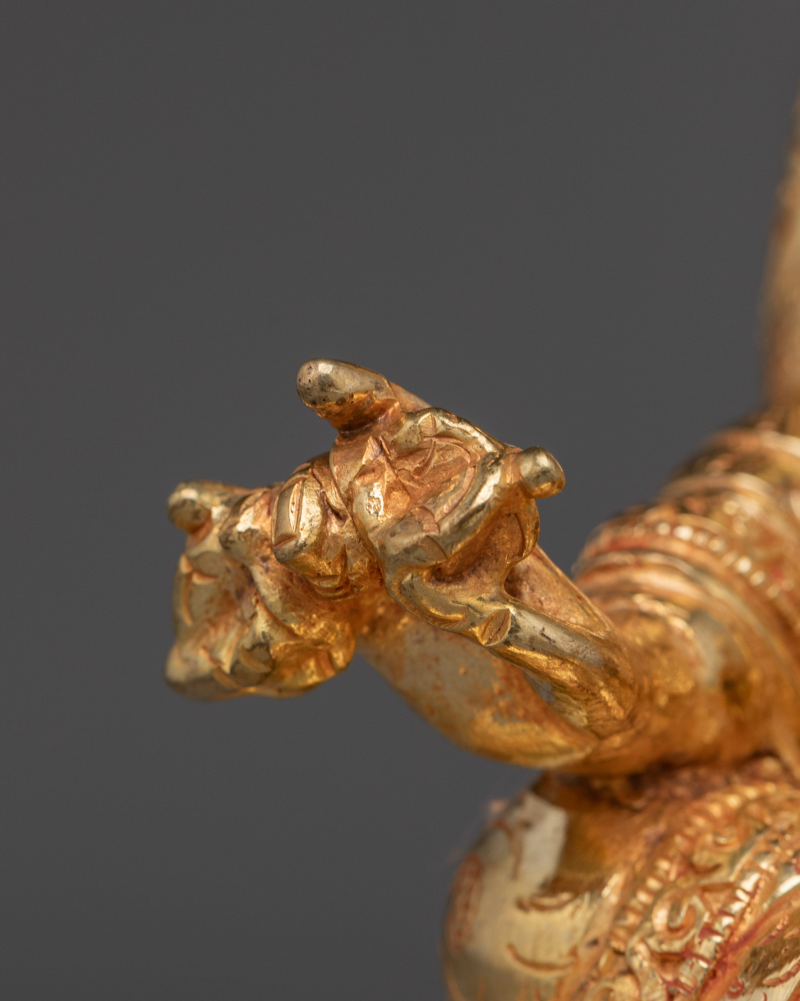 Handcrafted Gold Gilded Guru Rinpoche Statue | Copper Padmasambhava Sculpture