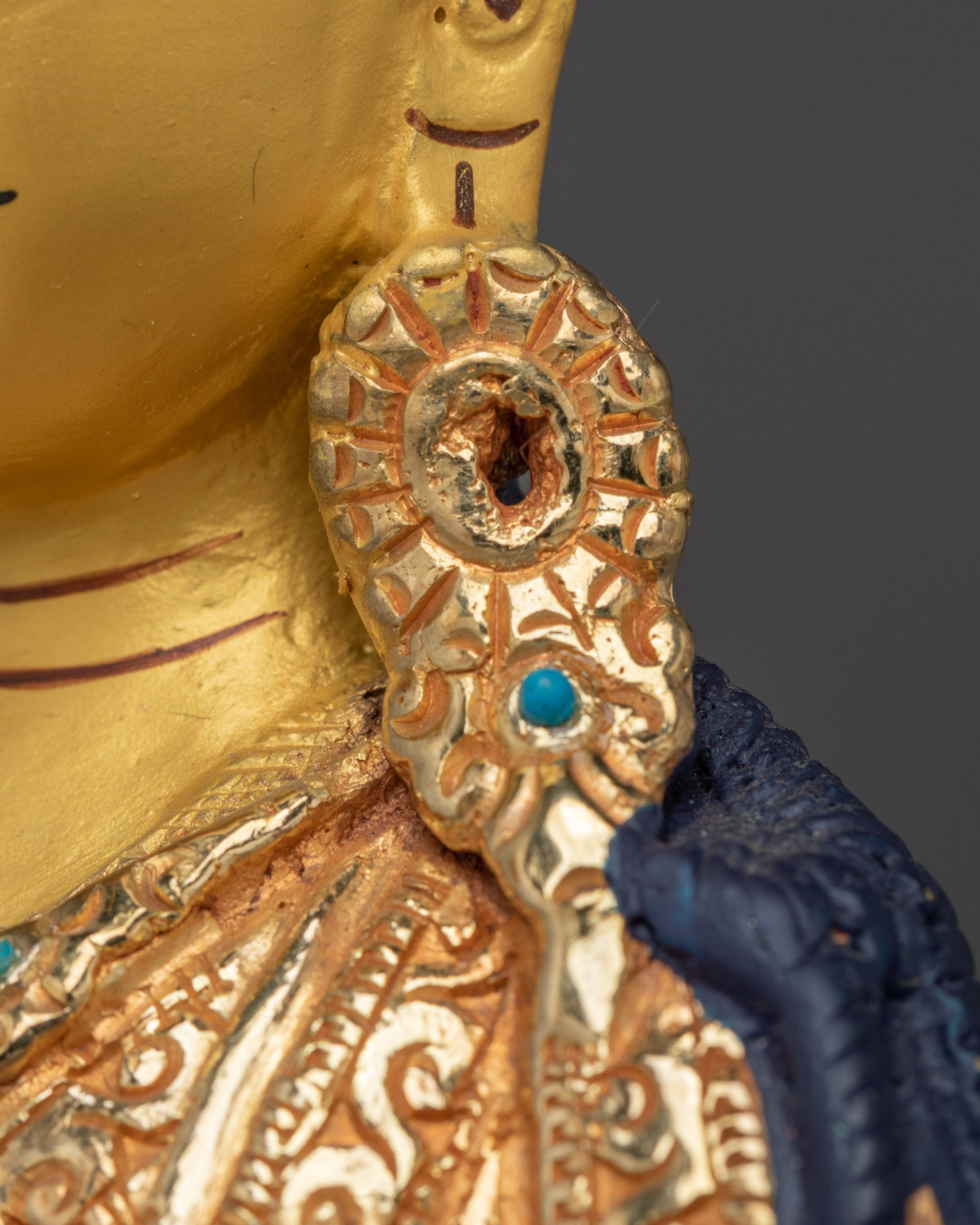 Handcrafted Gold Gilded Guru Rinpoche Statue | Copper Padmasambhava Sculpture