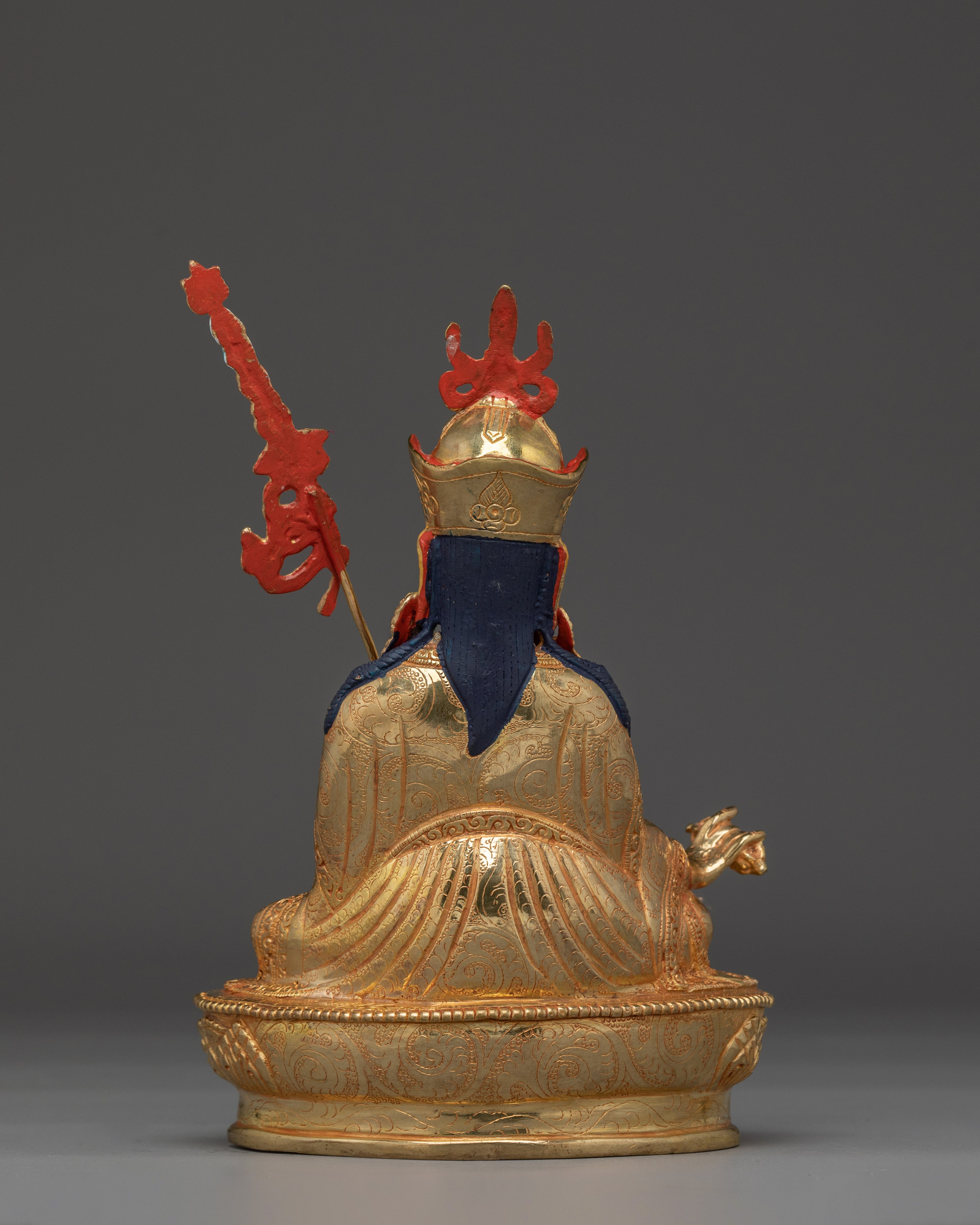 Handcrafted Gold Gilded Guru Rinpoche Statue | Copper Padmasambhava Sculpture