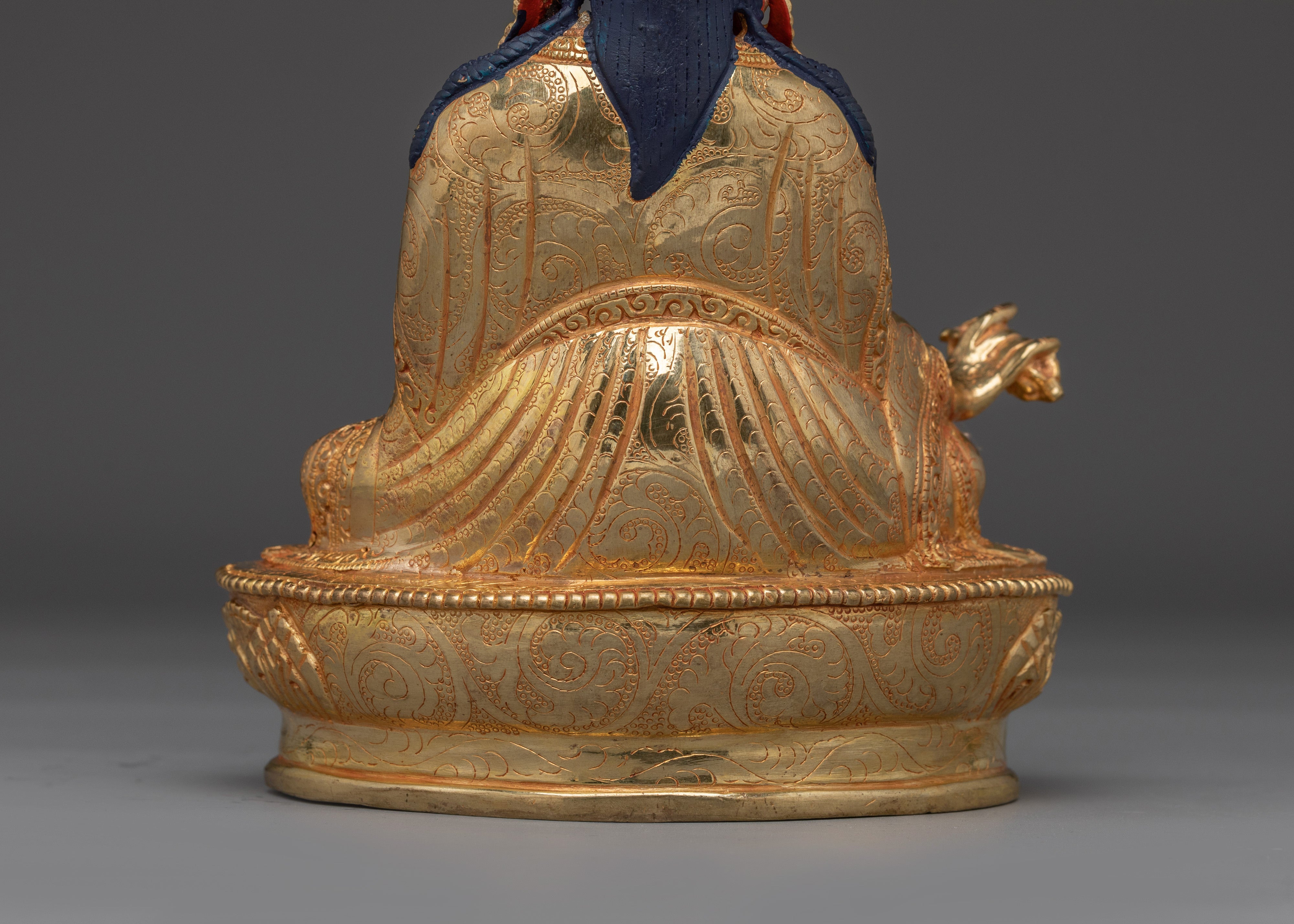 Handcrafted Gold Gilded Guru Rinpoche Statue | Copper Padmasambhava Sculpture