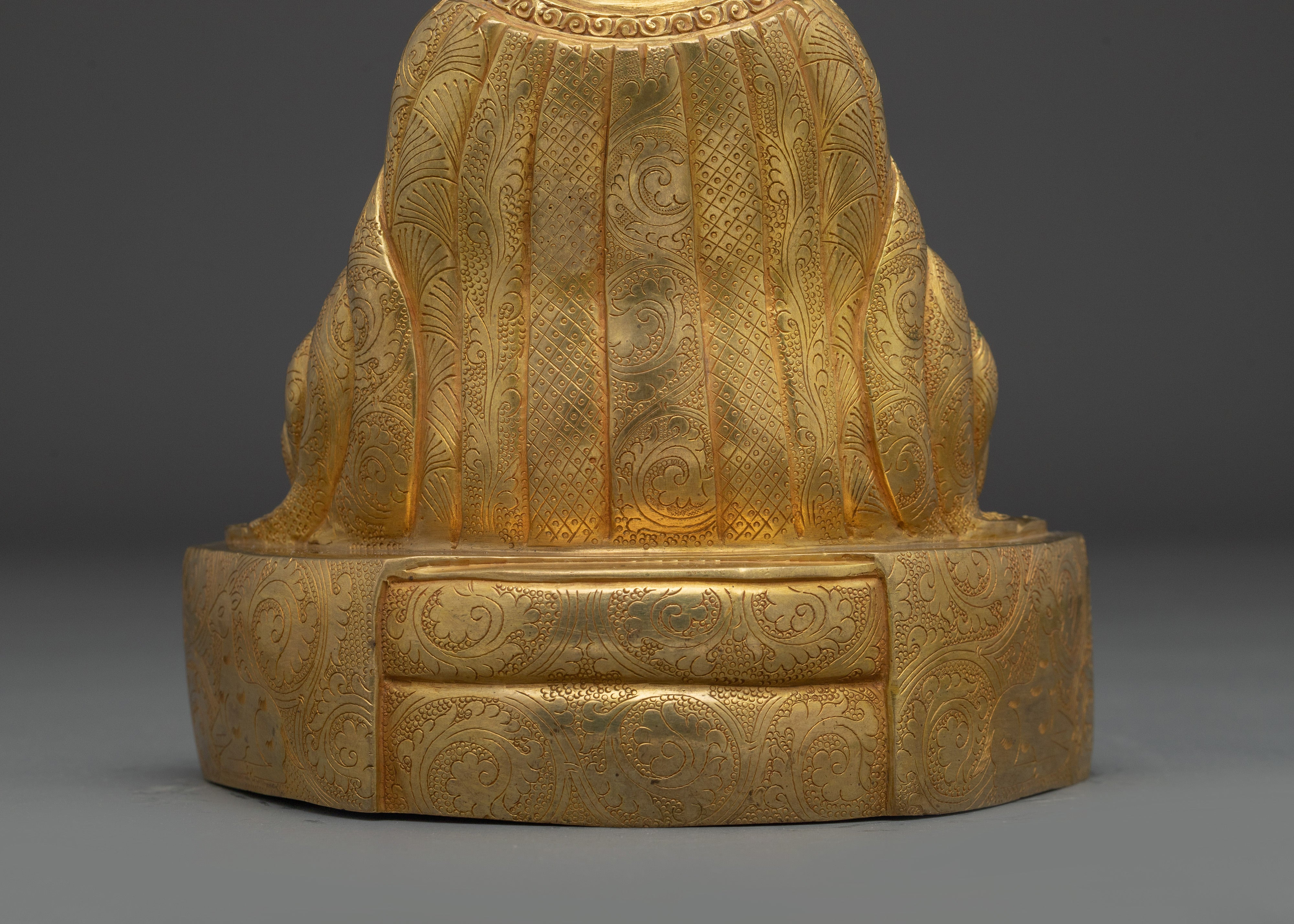 24K Gold Gilded Gampopa Statue | Tibetan Copper Work of Art for Spiritual Practice