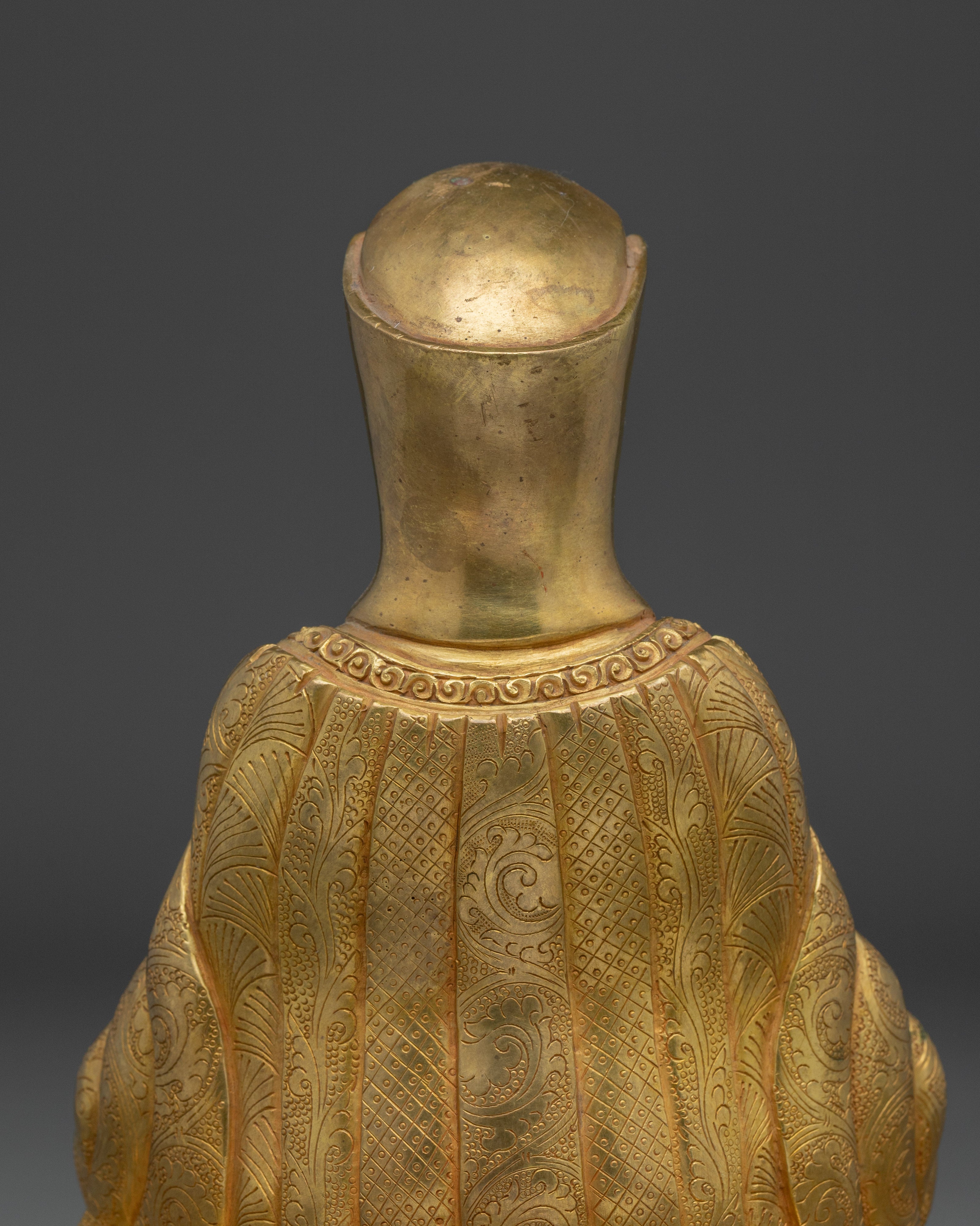 24K Gold Gilded Gampopa Statue | Tibetan Copper Work of Art for Spiritual Practice