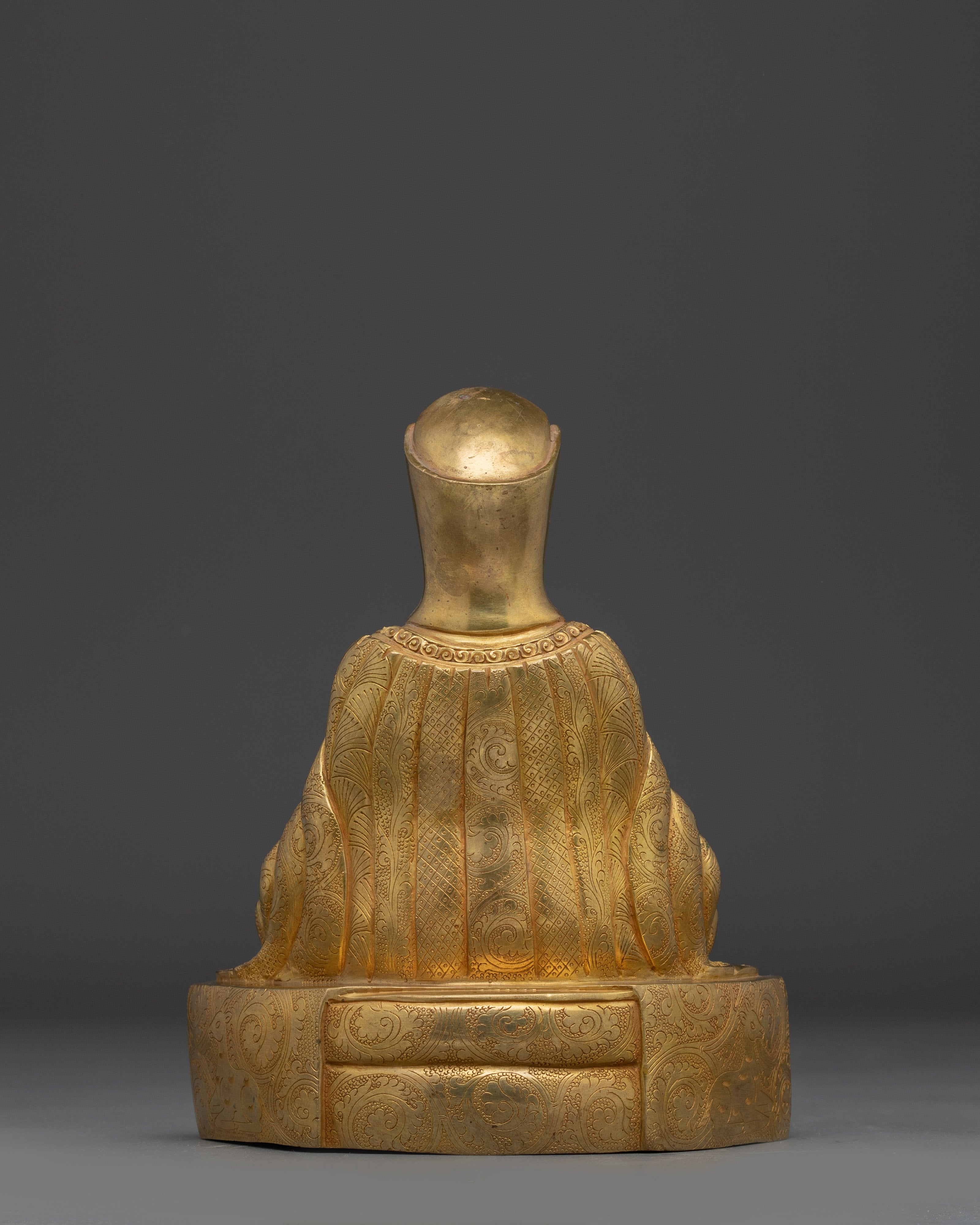 24K Gold Gilded Gampopa Statue | Tibetan Copper Work of Art for Spiritual Practice