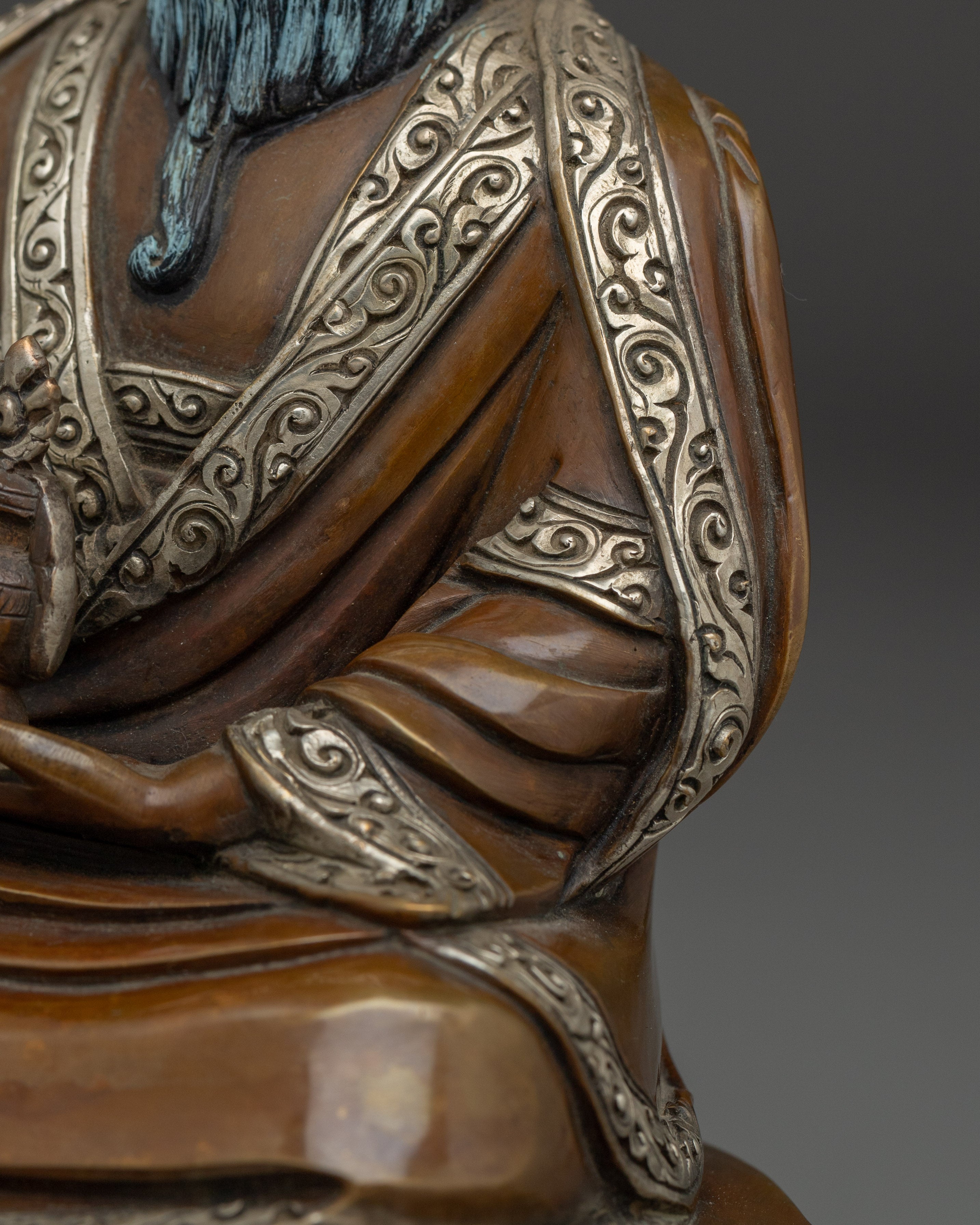 Oxidized Copper Guru Shapdum Statue | Tibetan Buddhist Master Figure for Sacred Space