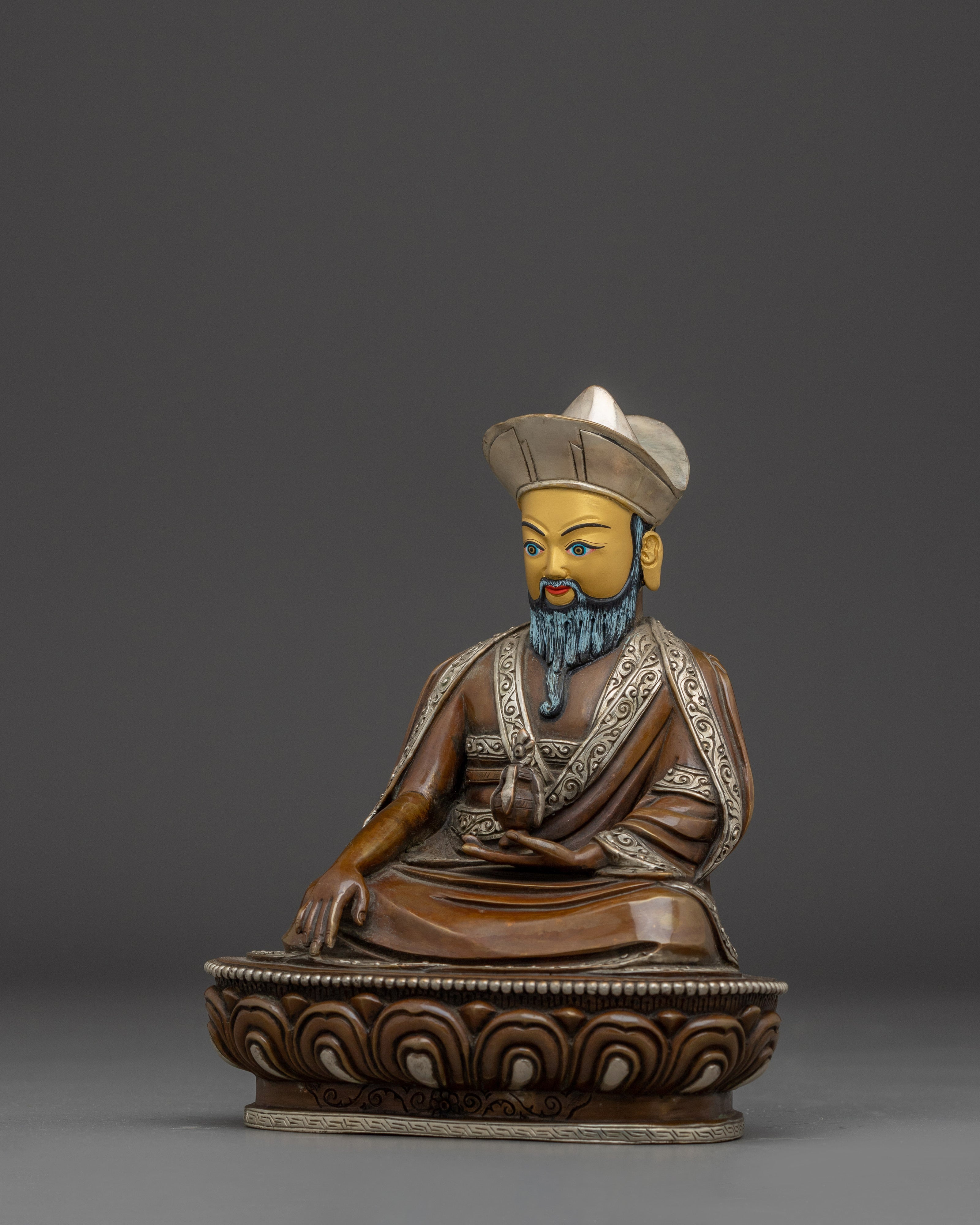 Oxidized Copper Guru Shapdum Statue | Tibetan Buddhist Master Figure for Sacred Space