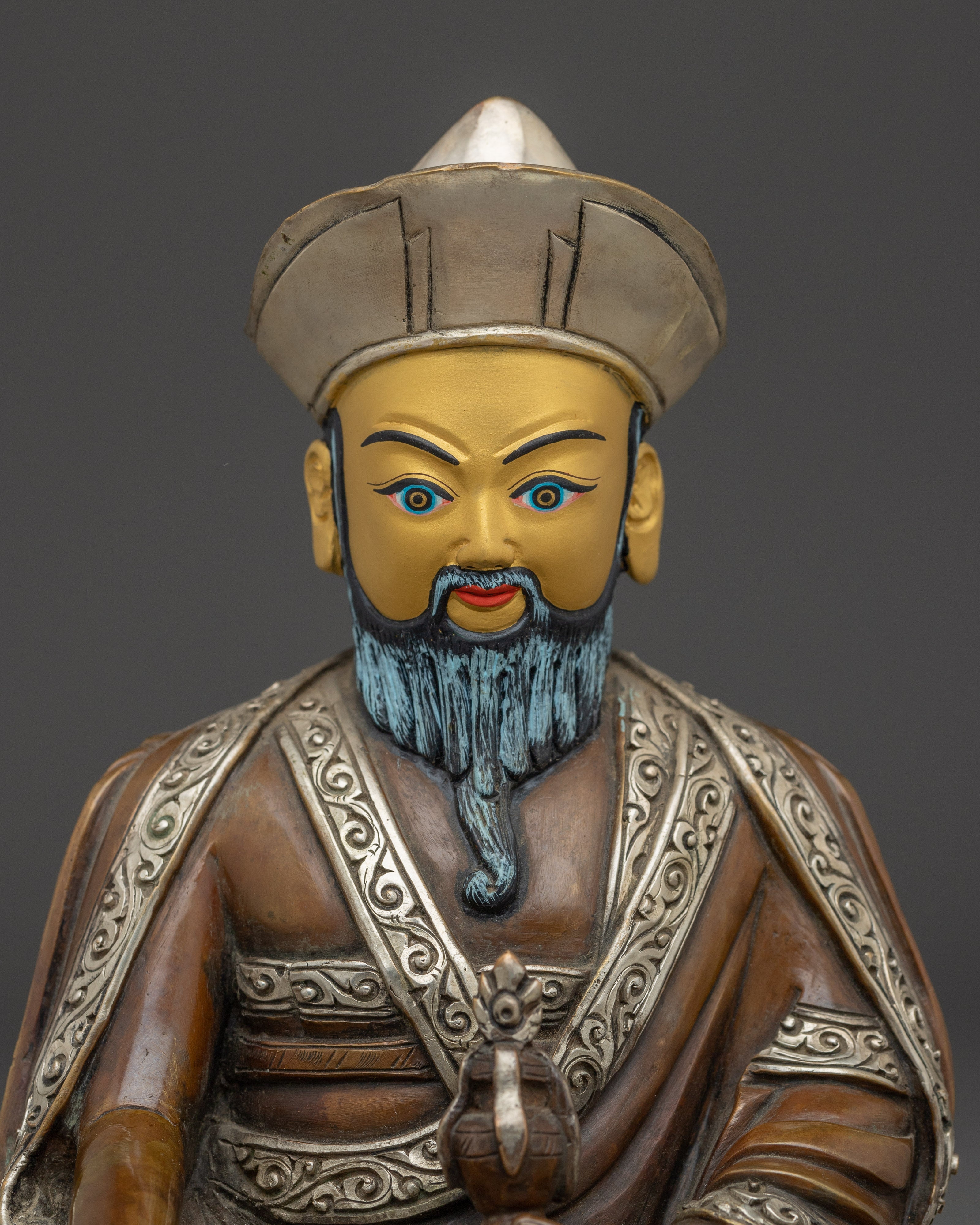 Oxidized Copper Guru Shapdum Statue | Tibetan Buddhist Master Figure for Sacred Space