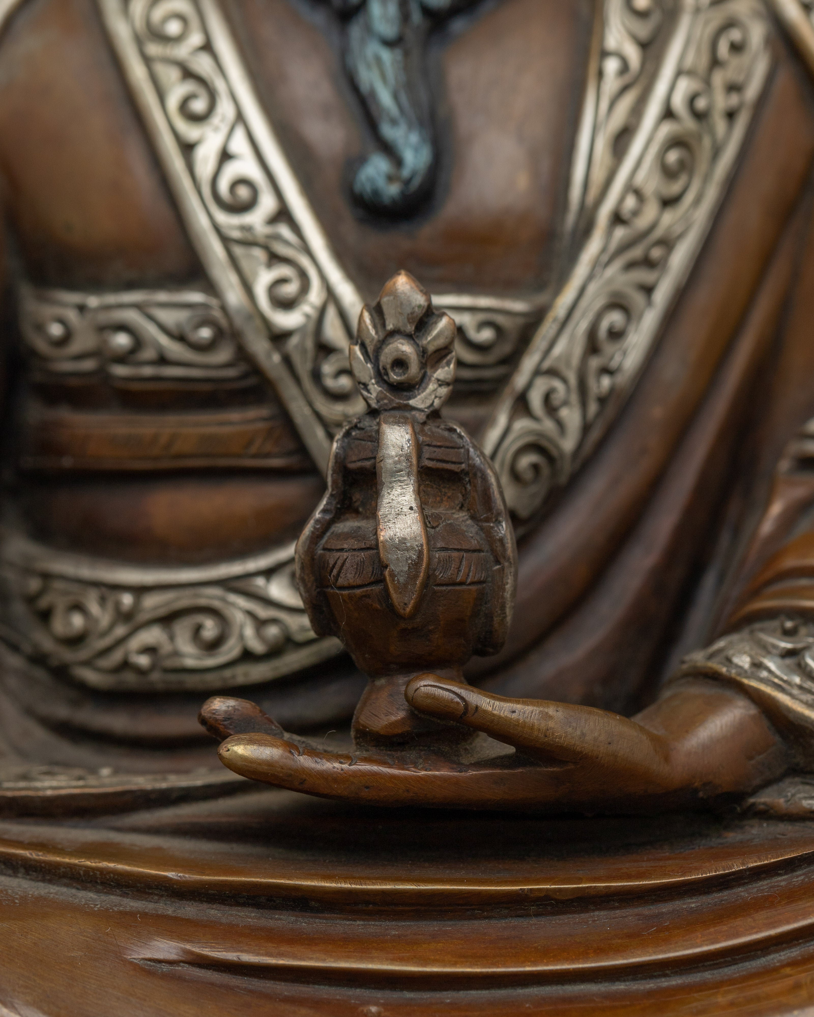 Oxidized Copper Guru Shapdum Statue | Tibetan Buddhist Master Figure for Sacred Space