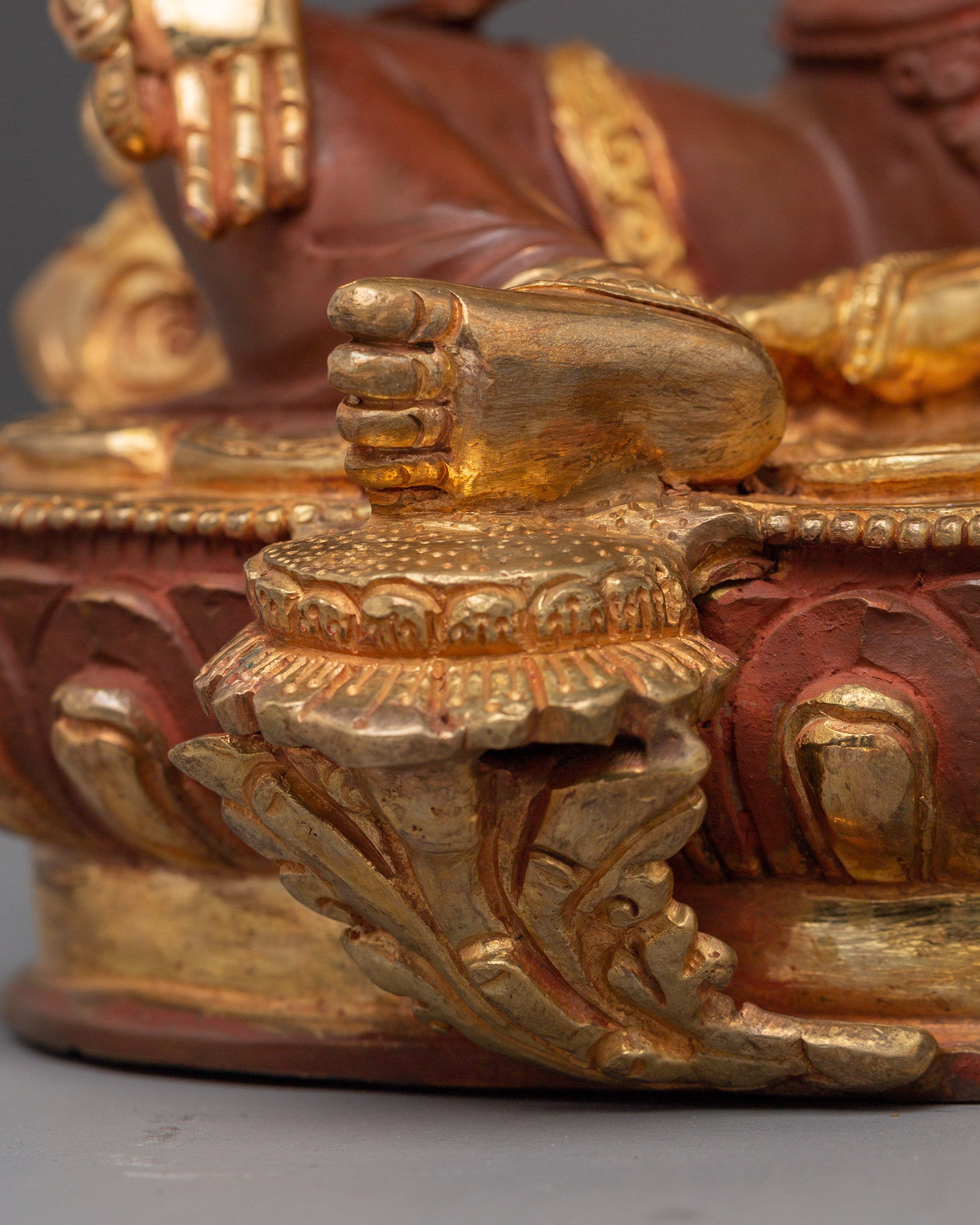 Golden Handmade Buddhist Green Tara Art | Compassionate Goddess