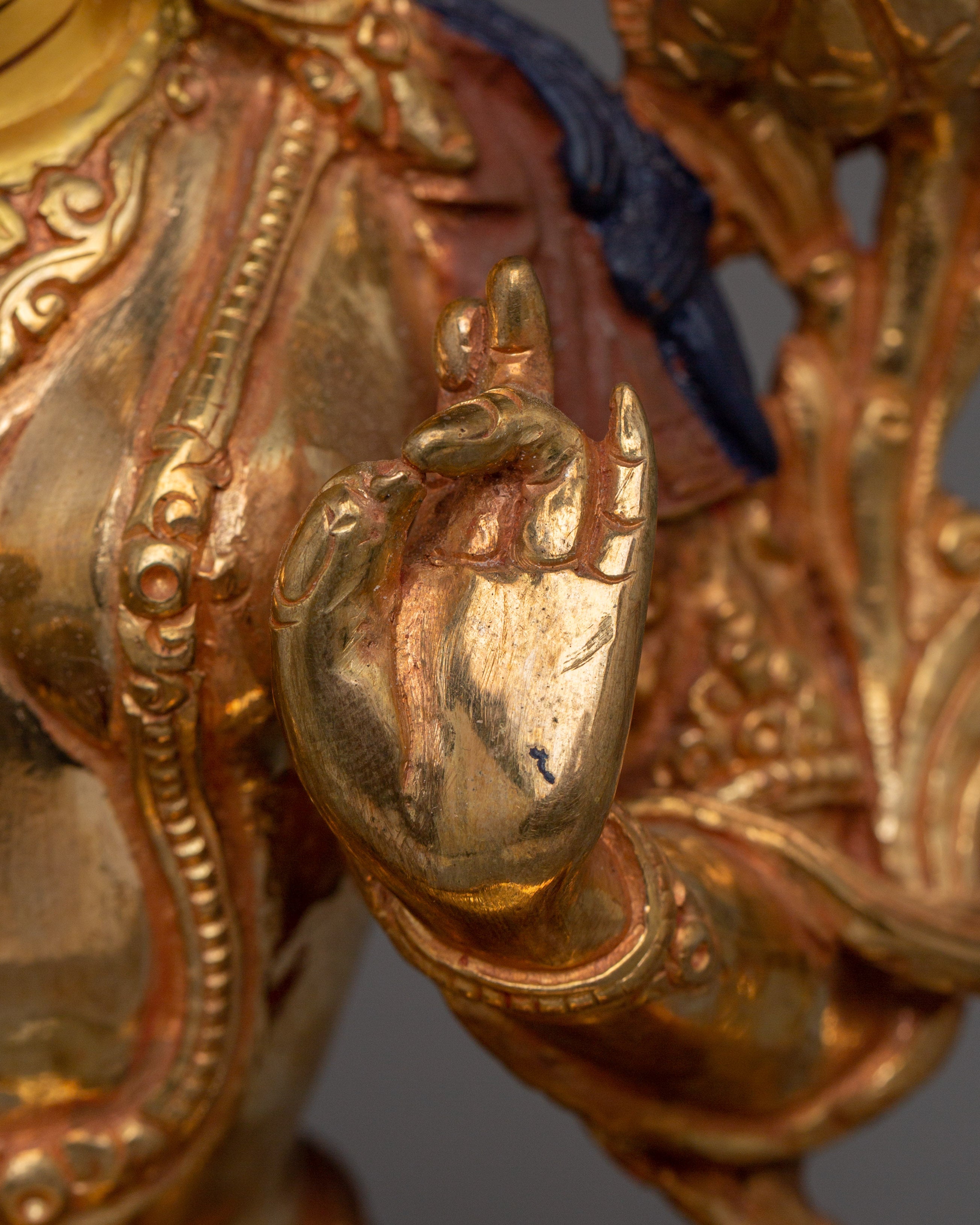 Golden Handmade Buddhist Green Tara Art | Compassionate Goddess