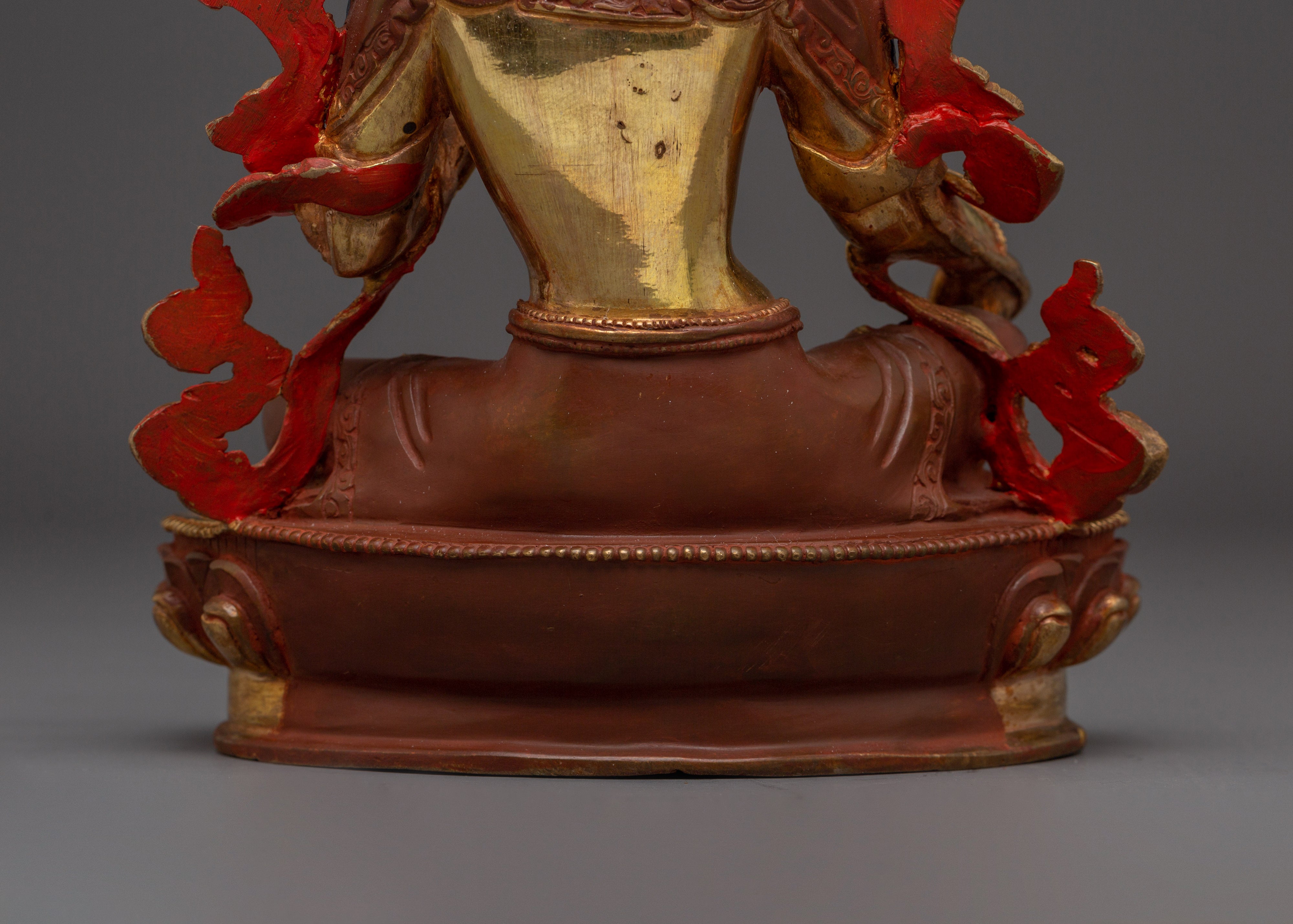 Golden Handmade Buddhist Green Tara Art | Compassionate Goddess