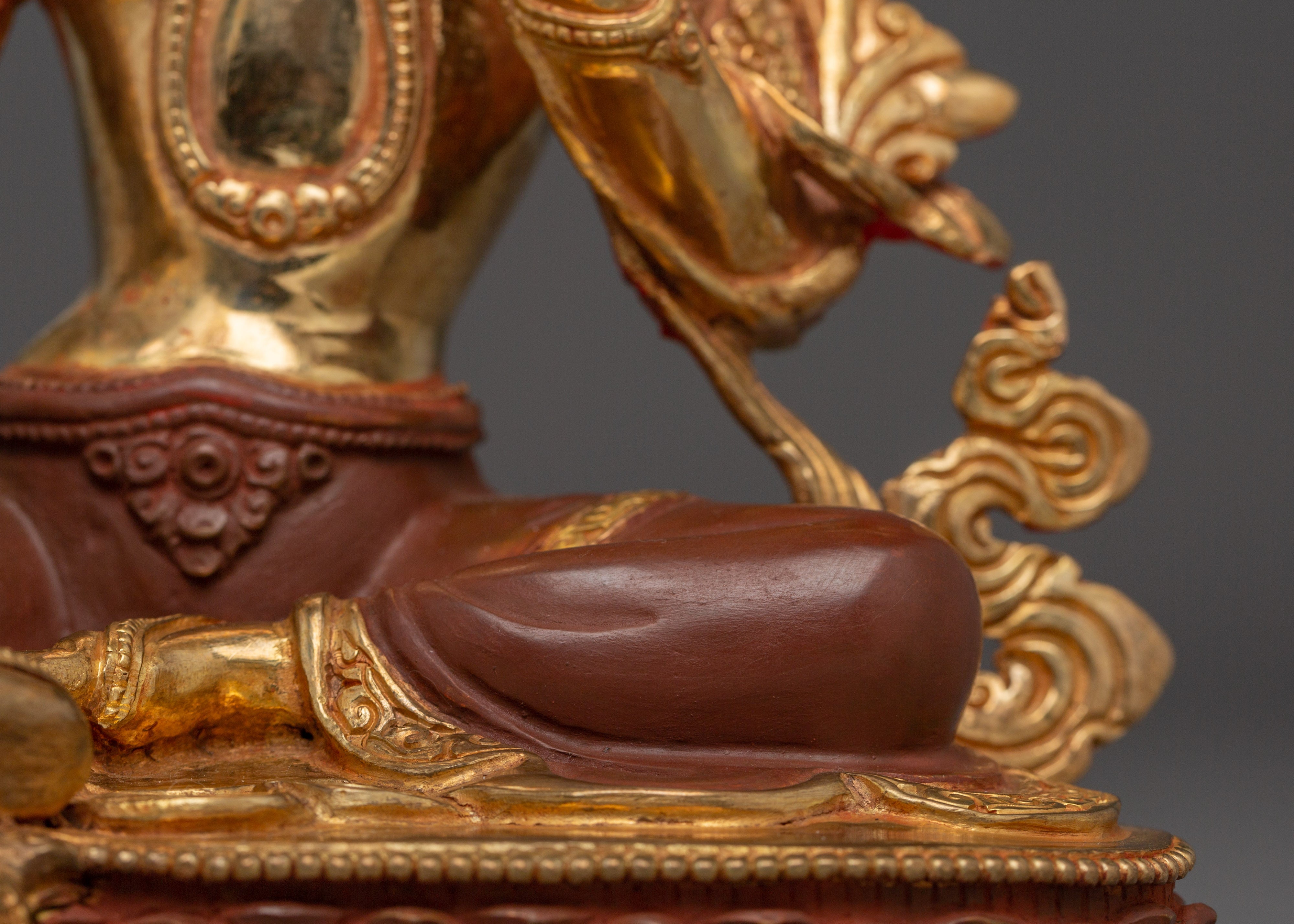 Golden Handmade Buddhist Green Tara Art | Compassionate Goddess