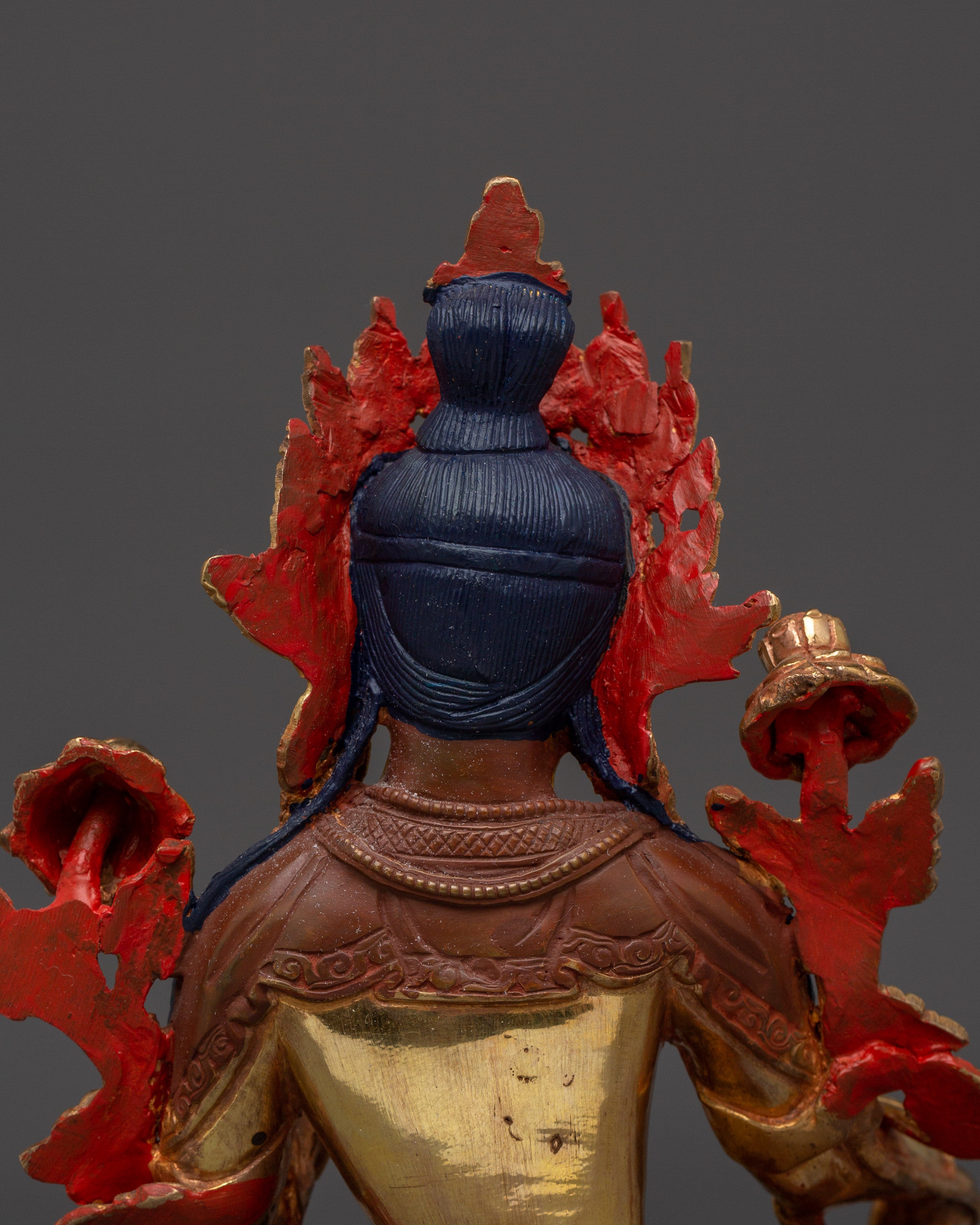 Golden Handmade Buddhist Green Tara Art | Compassionate Goddess