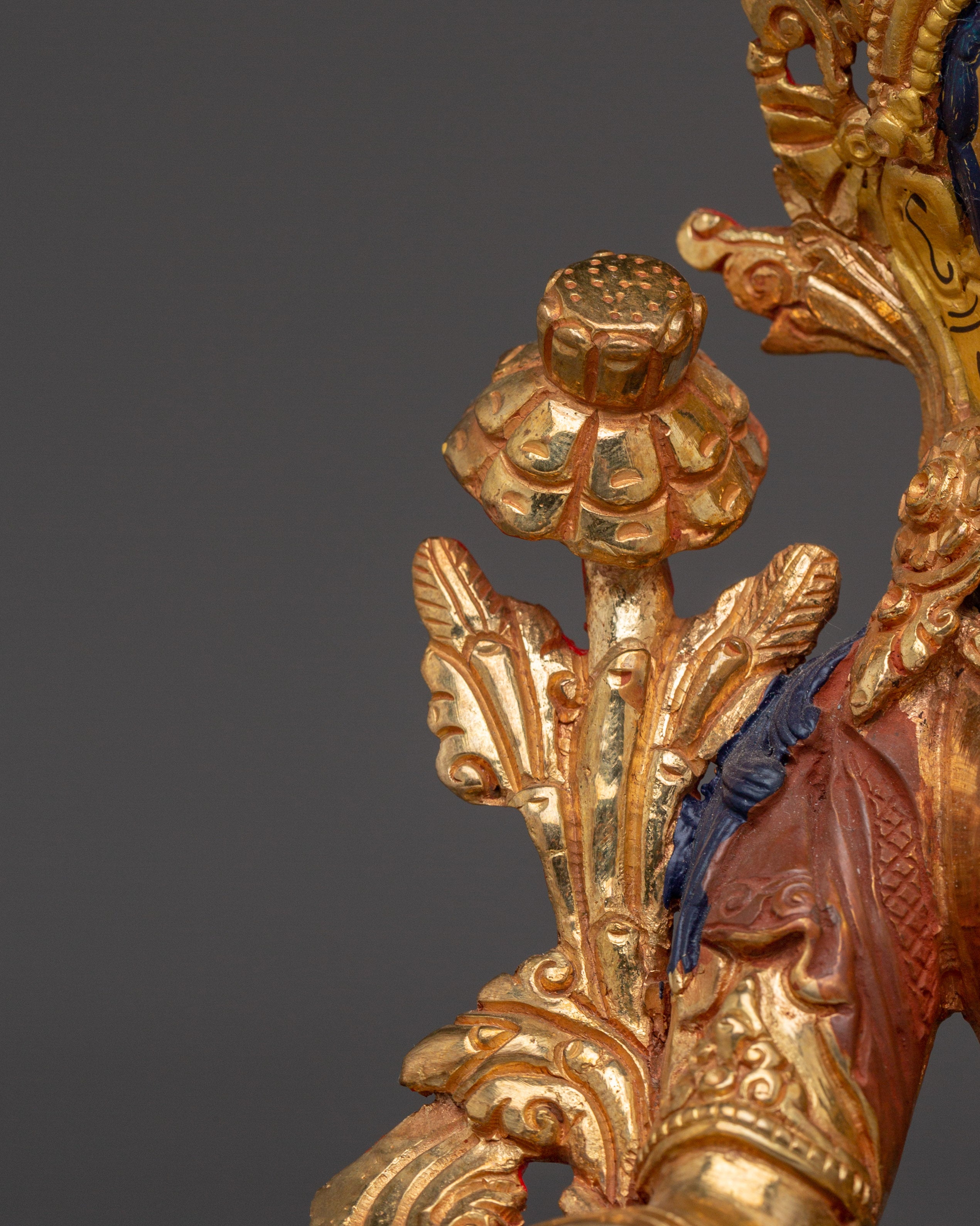 Golden Handmade Buddhist Green Tara Art | Compassionate Goddess