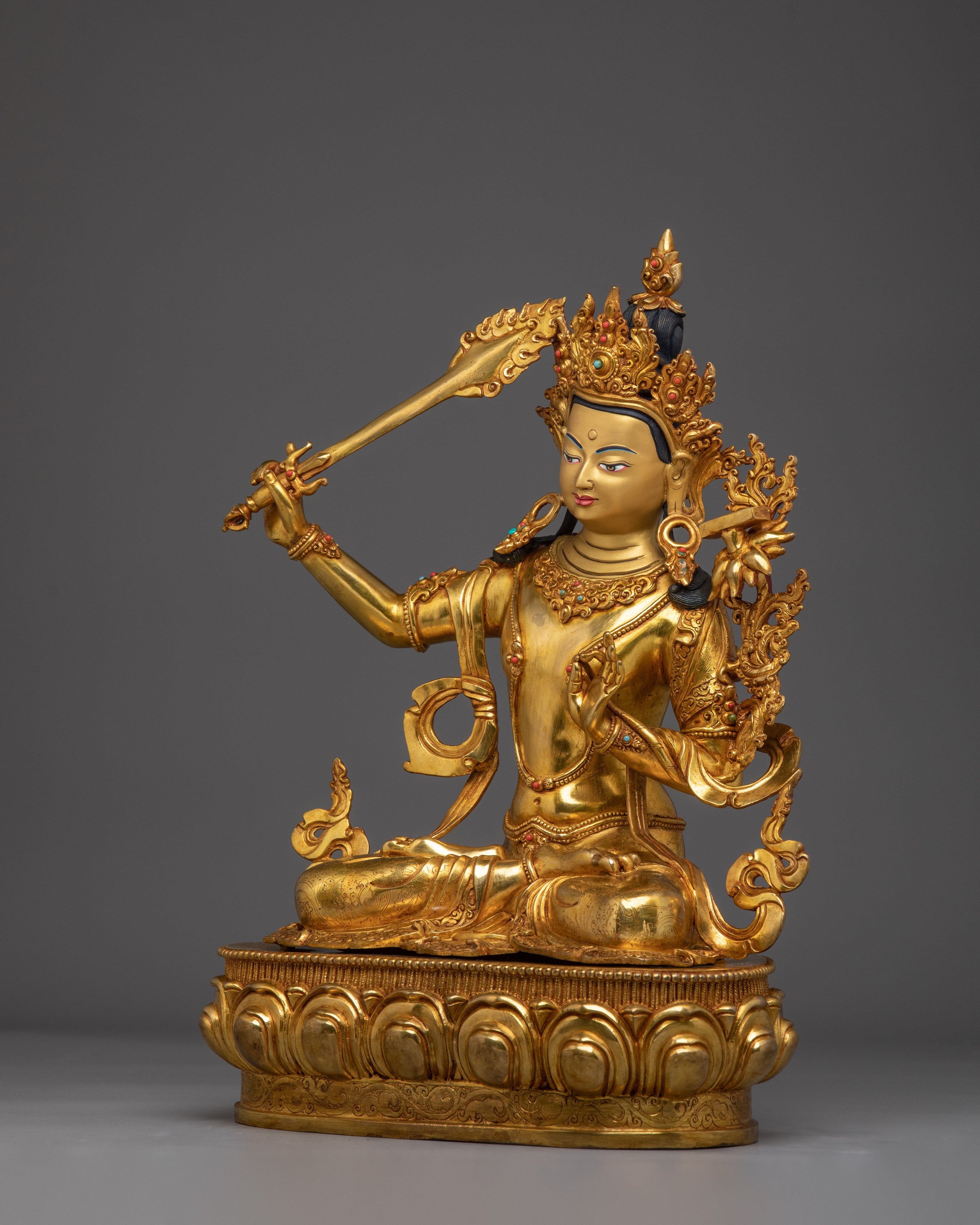 Manjushri with Flaming Sword Statue | Wisdom Bodhisattva Deity