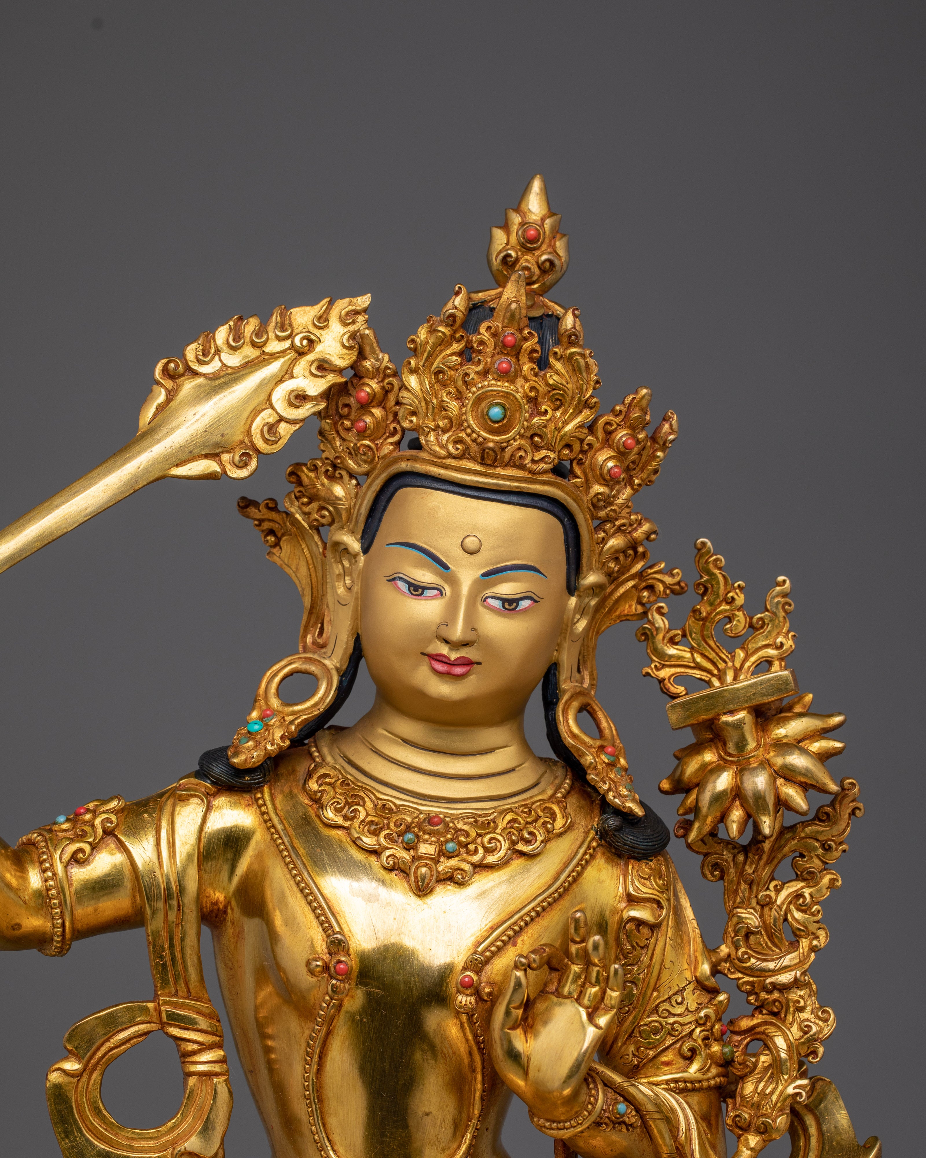 Manjushri with Flaming Sword Statue | Wisdom Bodhisattva Deity