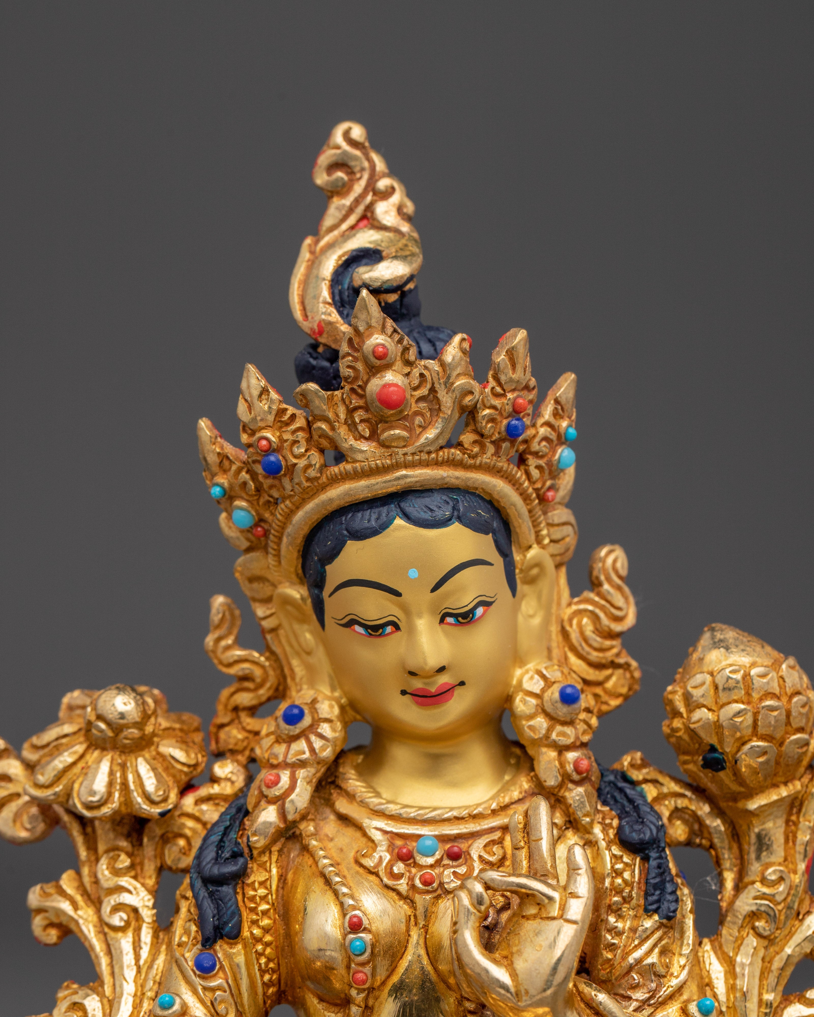 Green Tara the Goddess of Compassion and Protection Statue for Dharma Decor