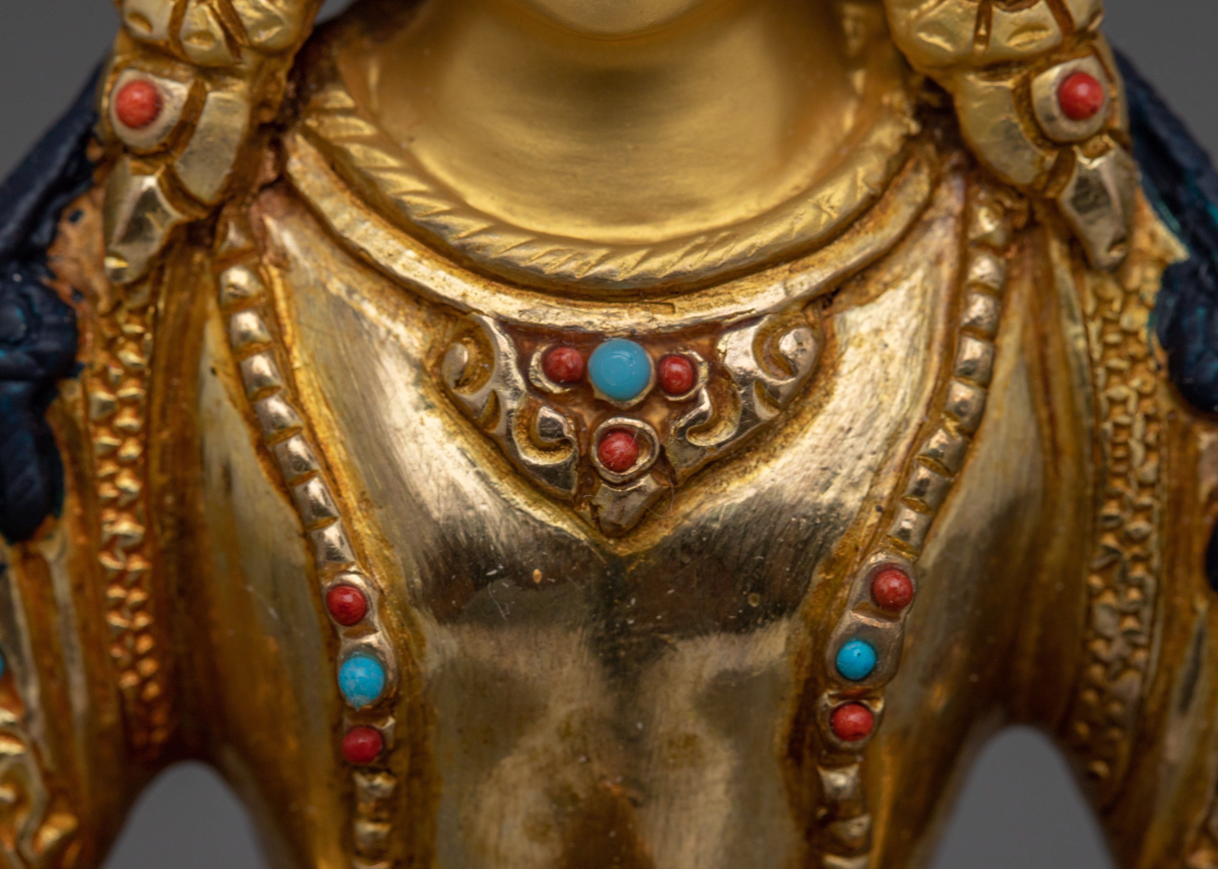 Golden Healing Deity Amitayus Statue | Traditional Himalayan Art