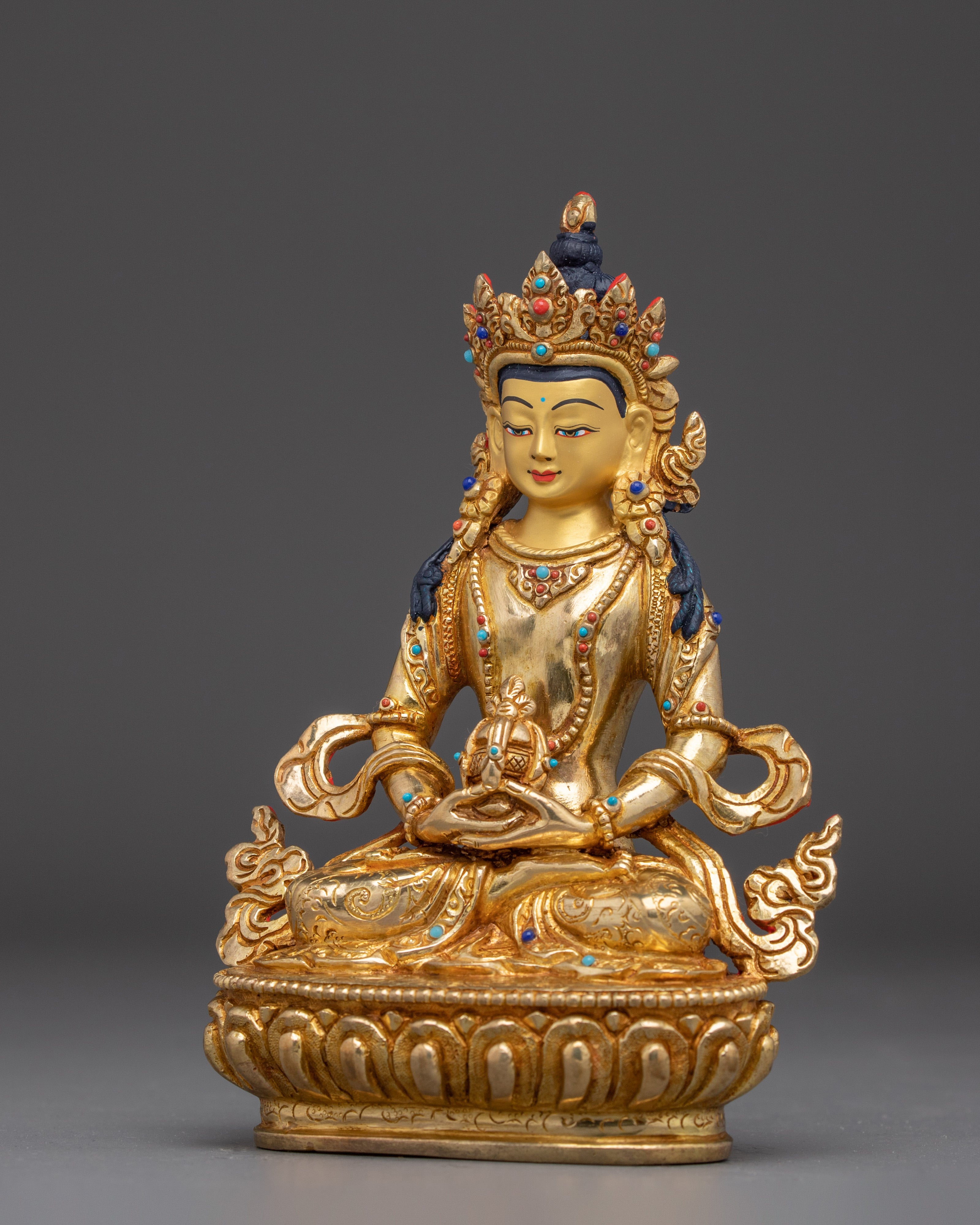Golden Healing Deity Amitayus Statue | Traditional Himalayan Art