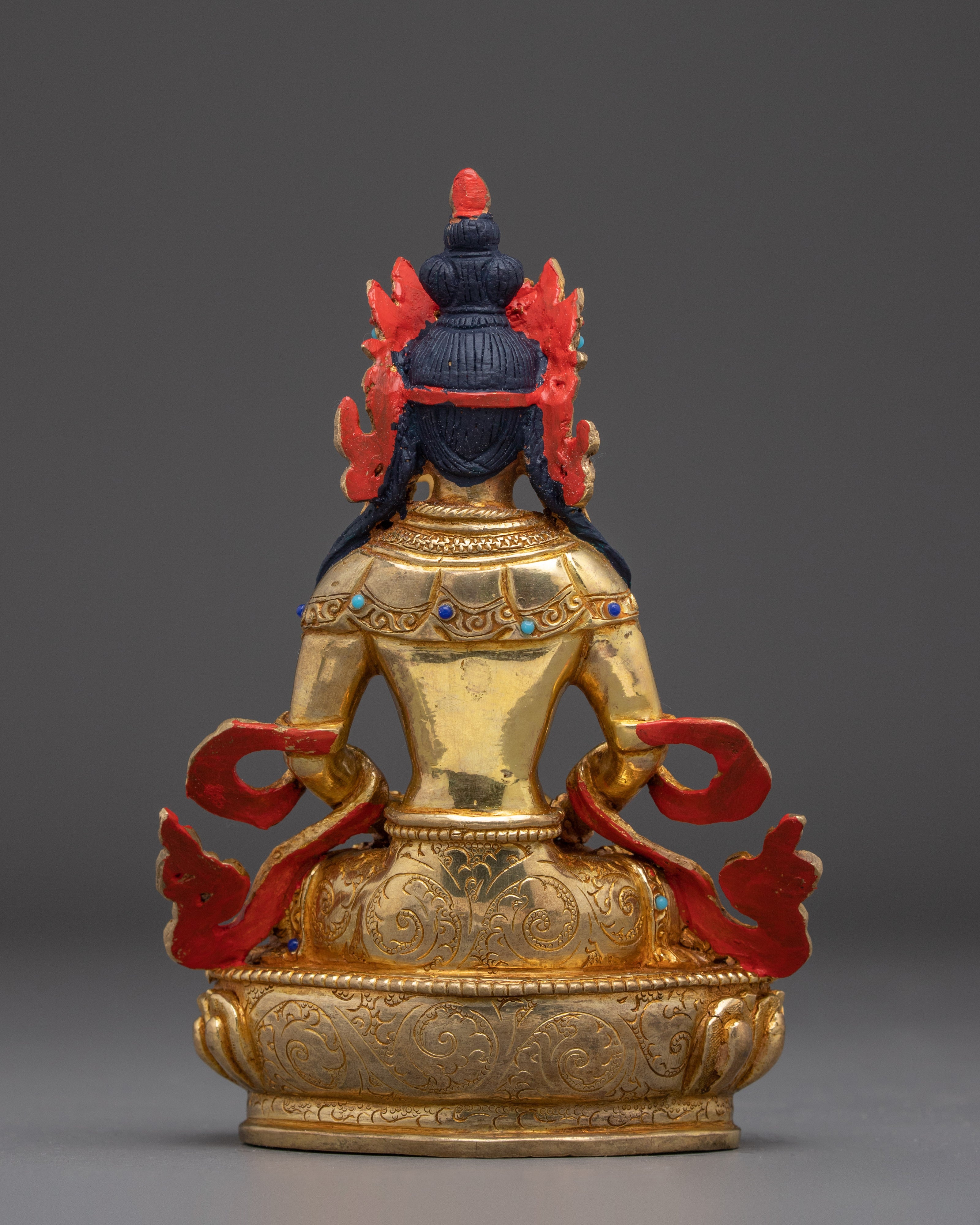 Golden Healing Deity Amitayus Statue | Traditional Himalayan Art