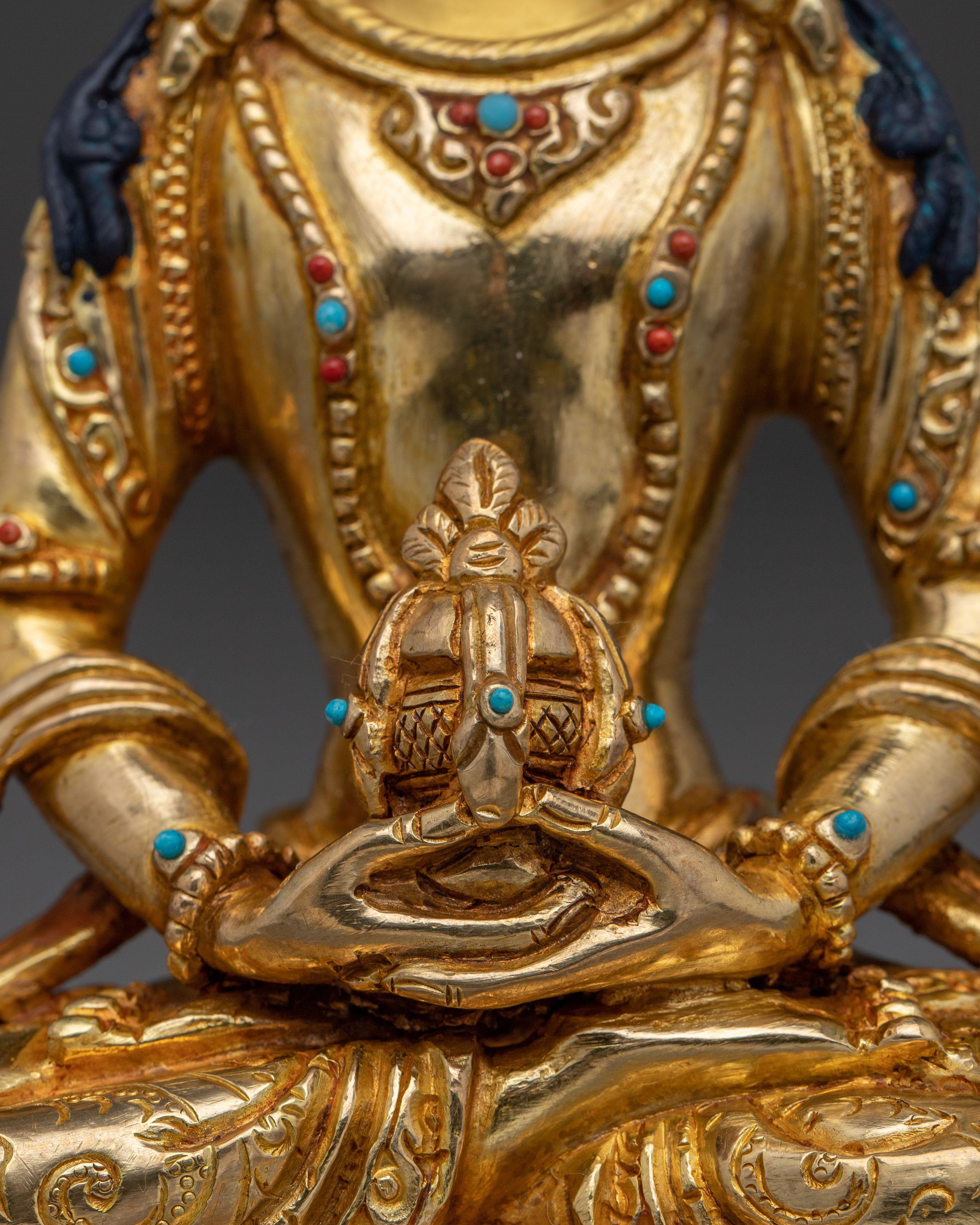 Golden Healing Deity Amitayus Statue | Traditional Himalayan Art
