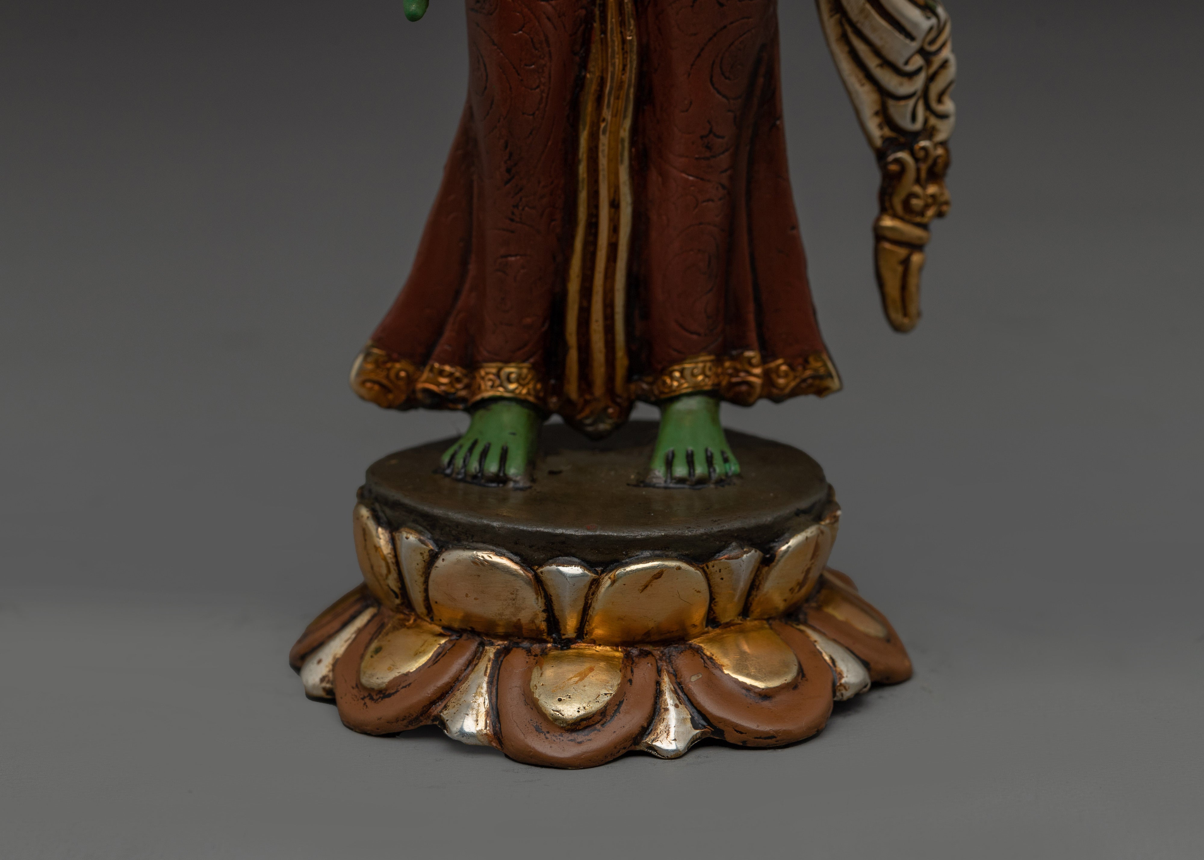 Colorful Radiant Shyama Tara Standing Statue | Green Tara - Mother of All Buddhas