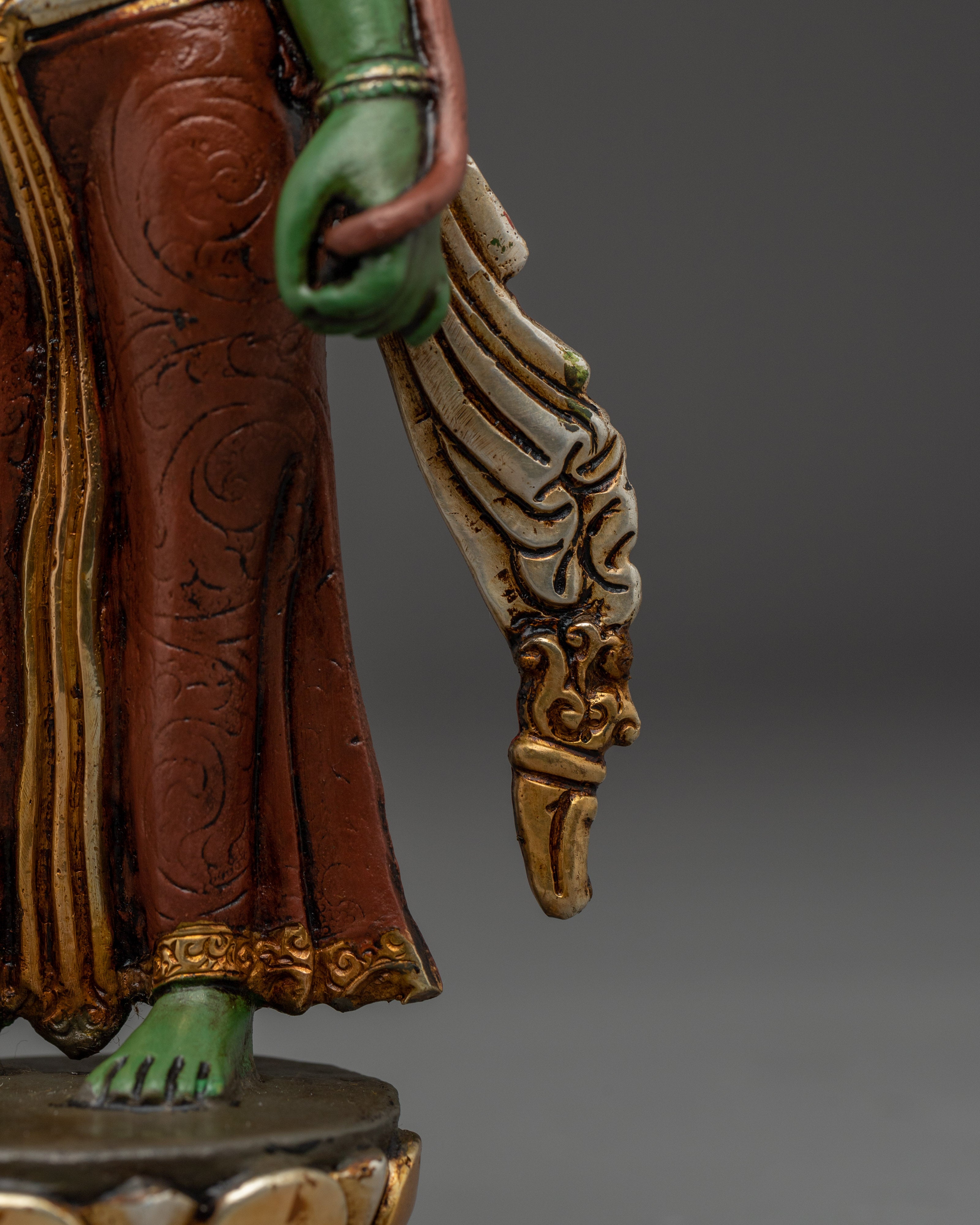 Colorful Radiant Shyama Tara Standing Statue | Green Tara - Mother of All Buddhas