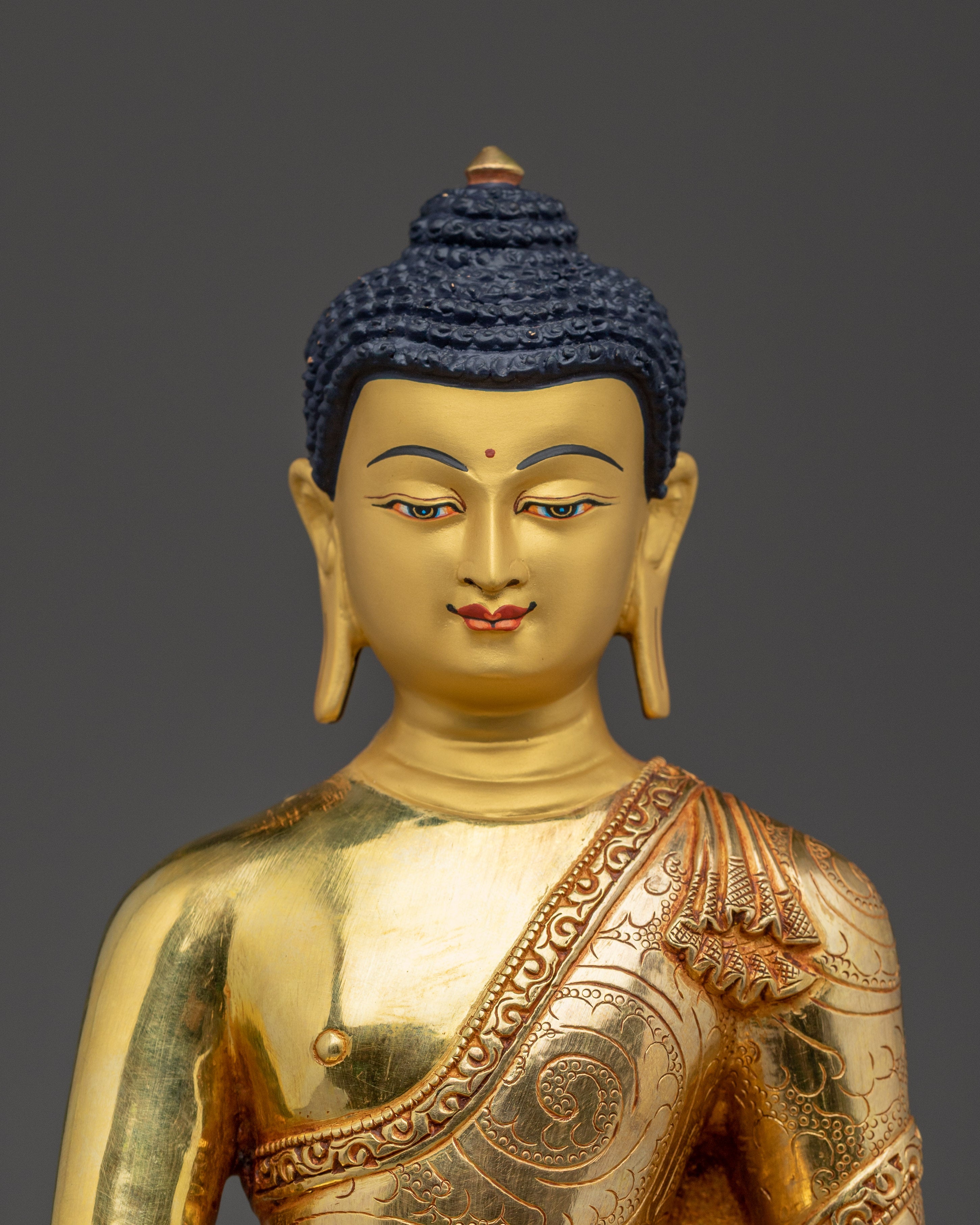 24K Gold Gilded Copper Shakyamuni Buddha | Perfect for Meditation and Altar Decor