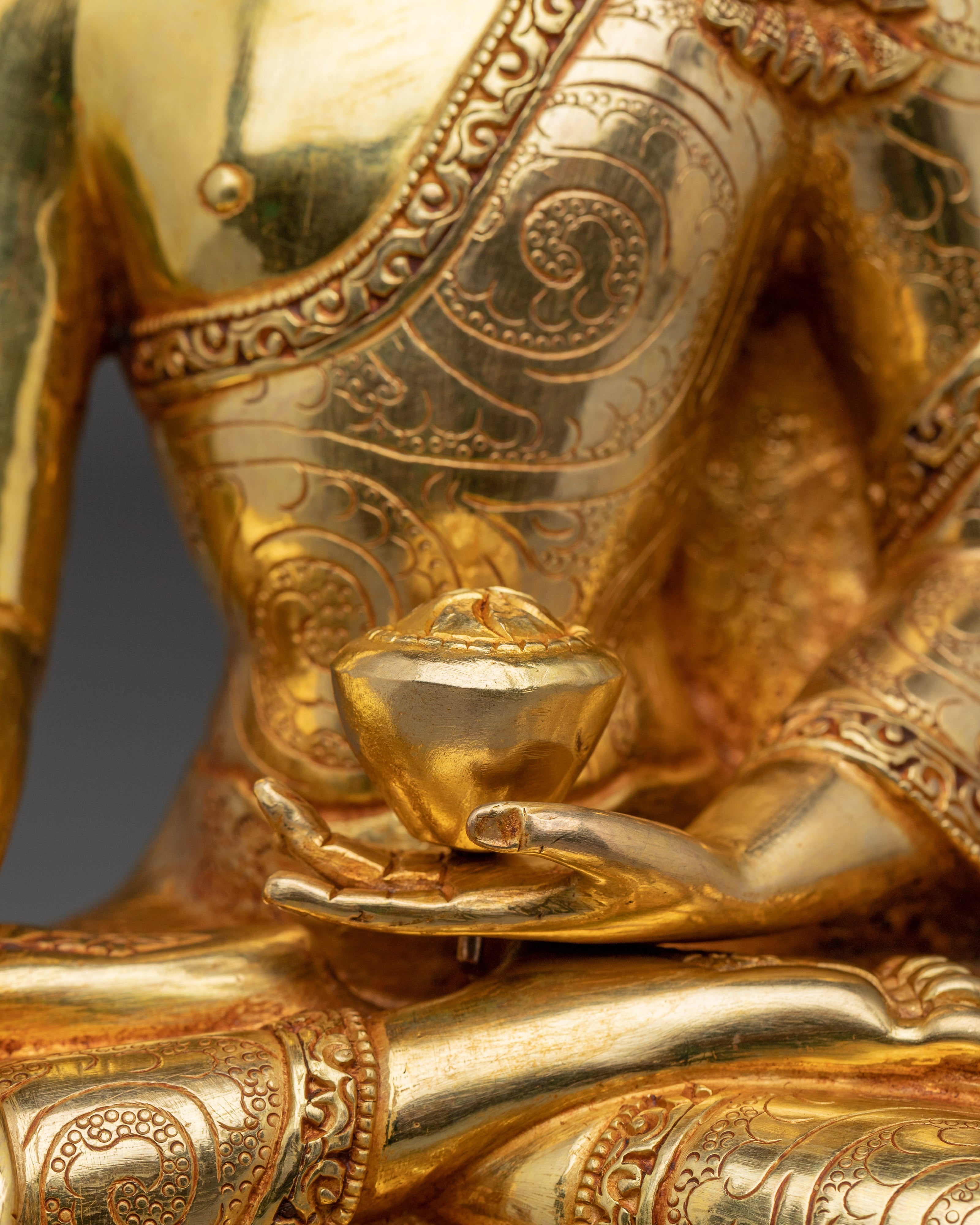 24K Gold Gilded Copper Shakyamuni Buddha | Perfect for Meditation and Altar Decor