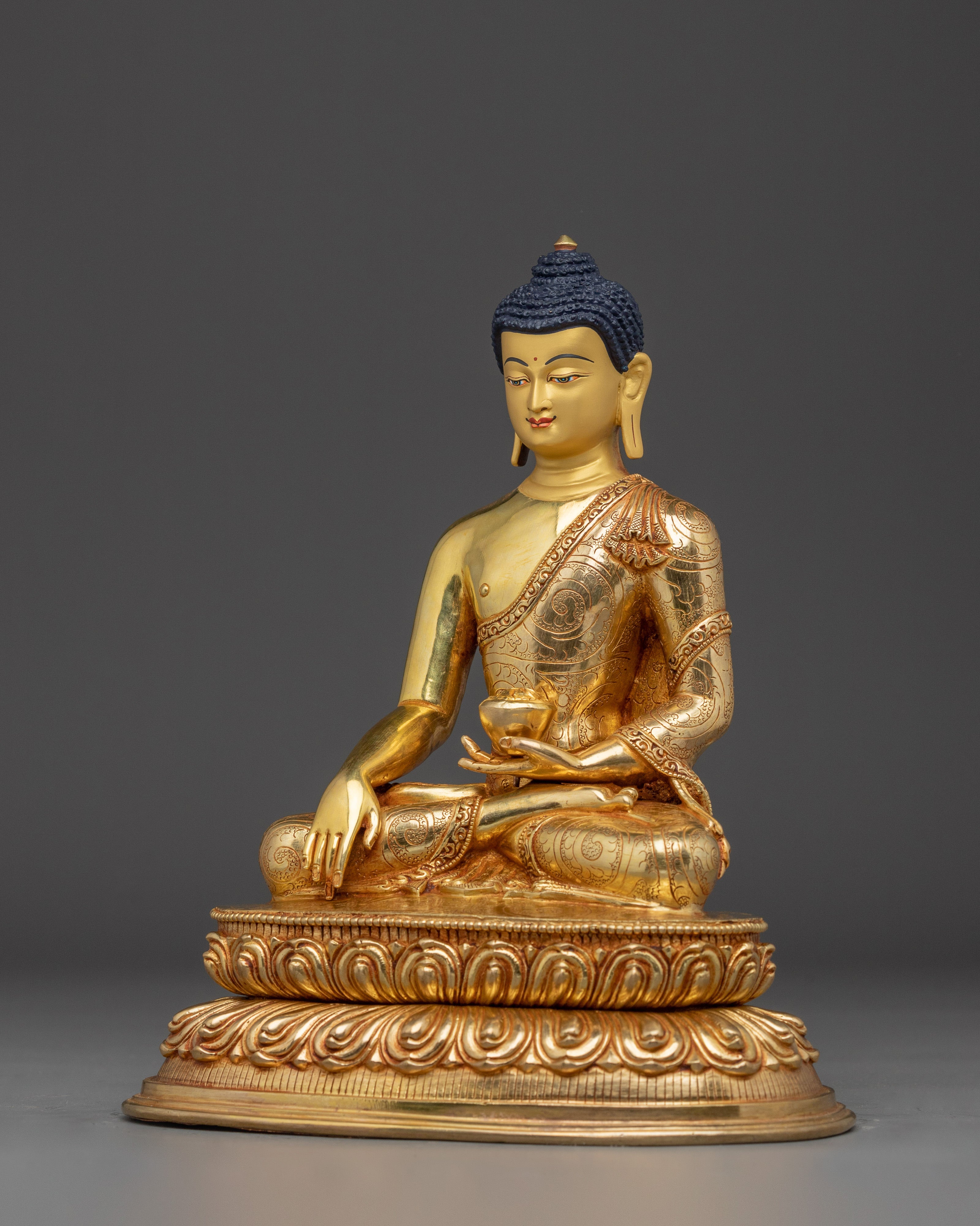 24K Gold Gilded Copper Shakyamuni Buddha | Perfect for Meditation and Altar Decor