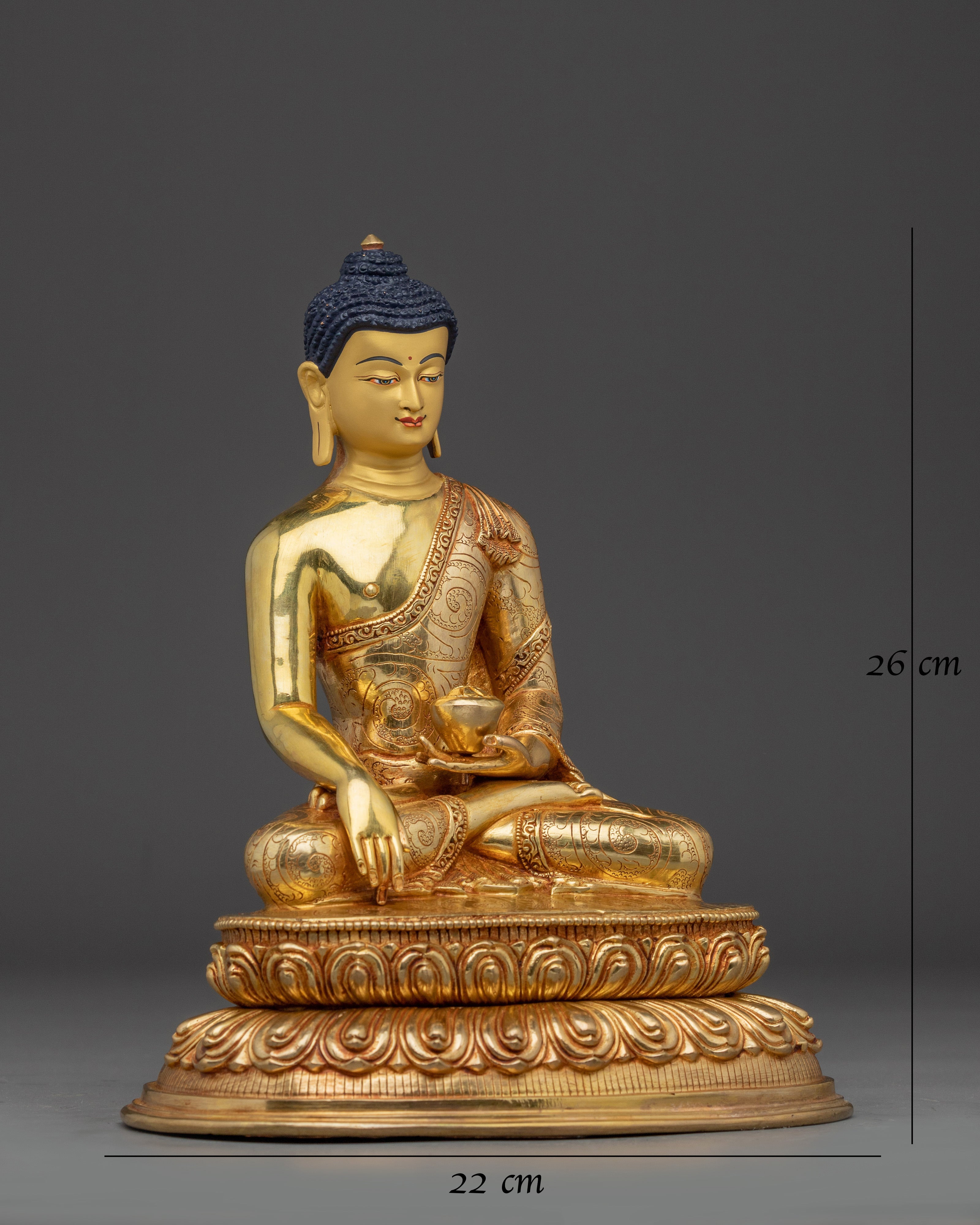 24K Gold Gilded Copper Shakyamuni Buddha | Perfect for Meditation and Altar Decor