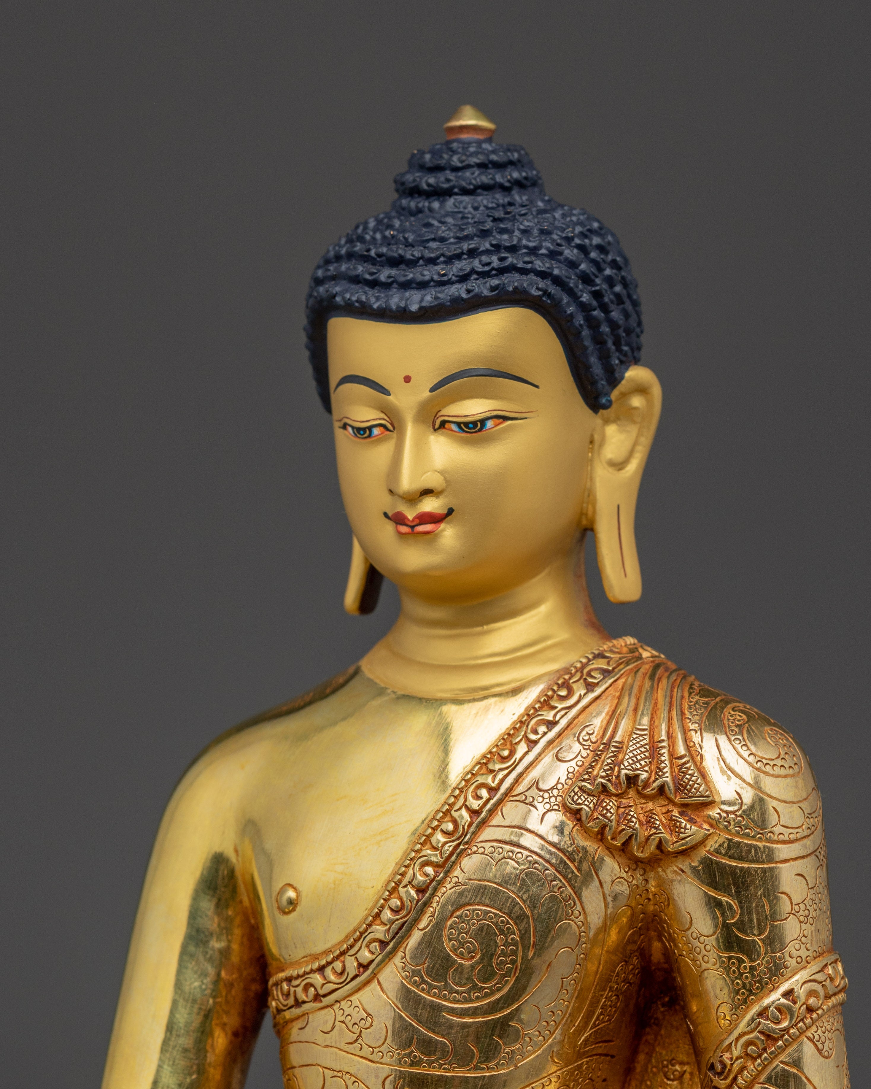 24K Gold Gilded Copper Shakyamuni Buddha | Perfect for Meditation and Altar Decor