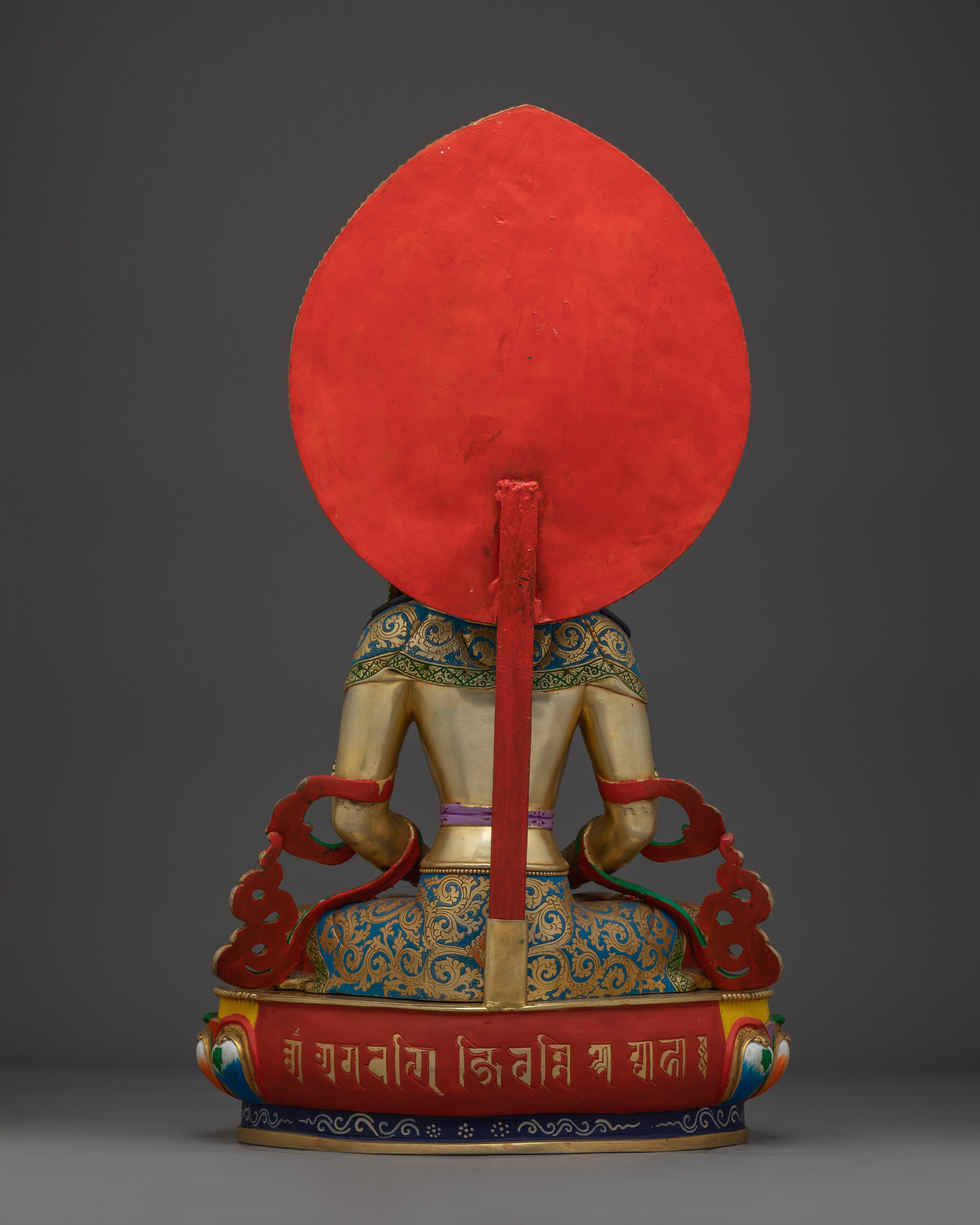 Amitayus Statue Buddha of Infinite Life and Wisdom | Copper Sculpture with Gold Detailing
