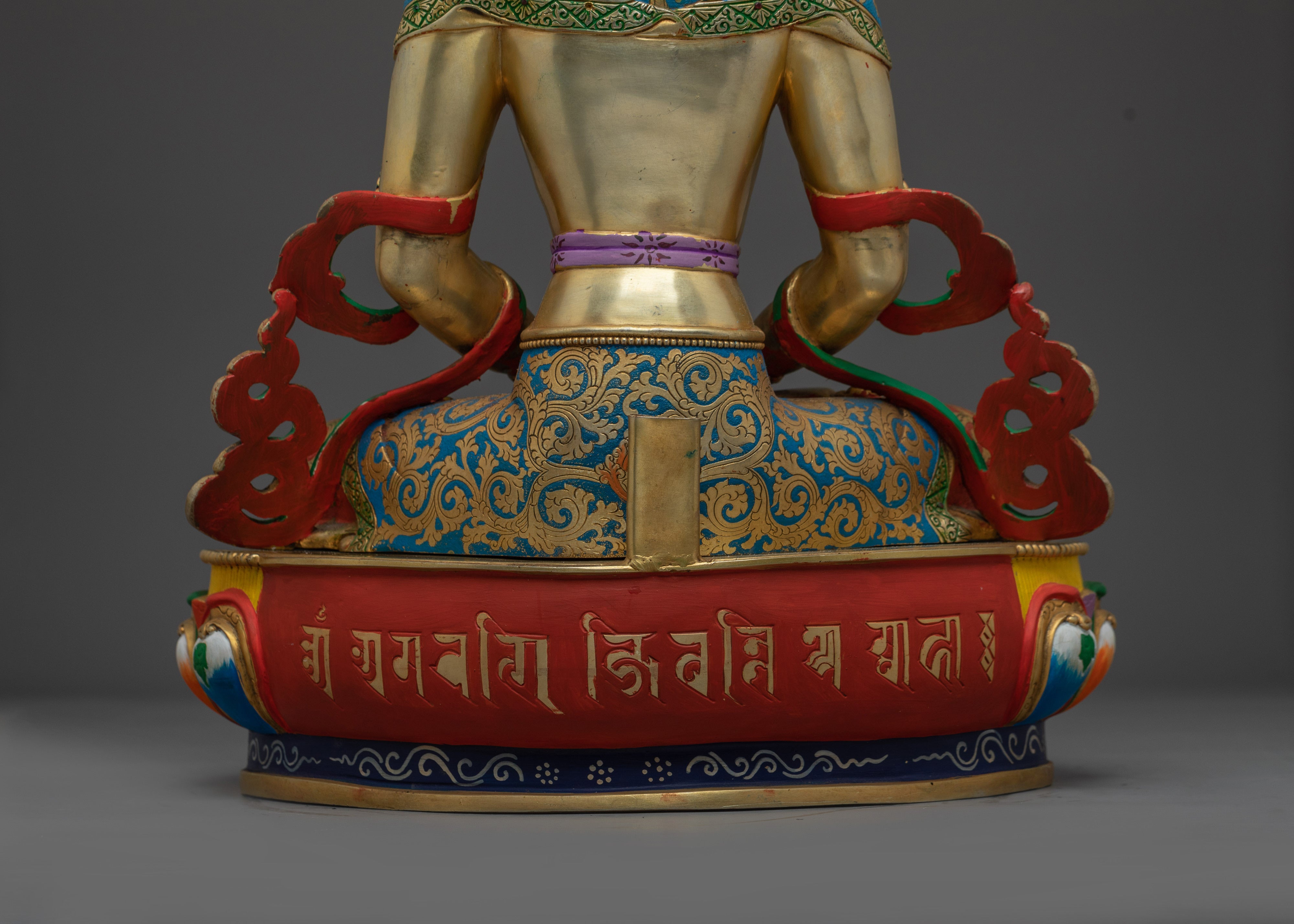Amitayus Statue Buddha of Infinite Life and Wisdom | Copper Sculpture with Gold Detailing