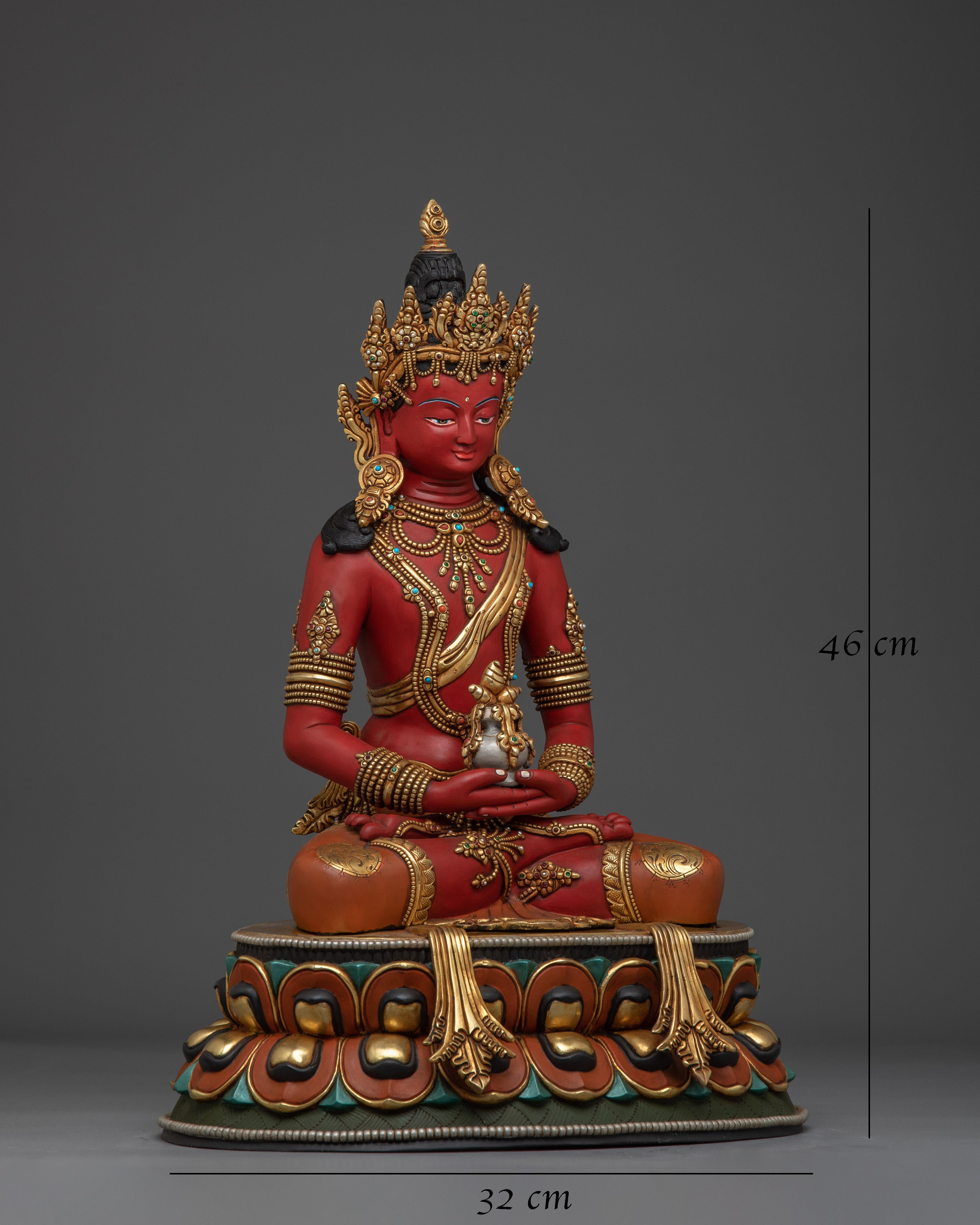 Red Amitayus Copper Statue
