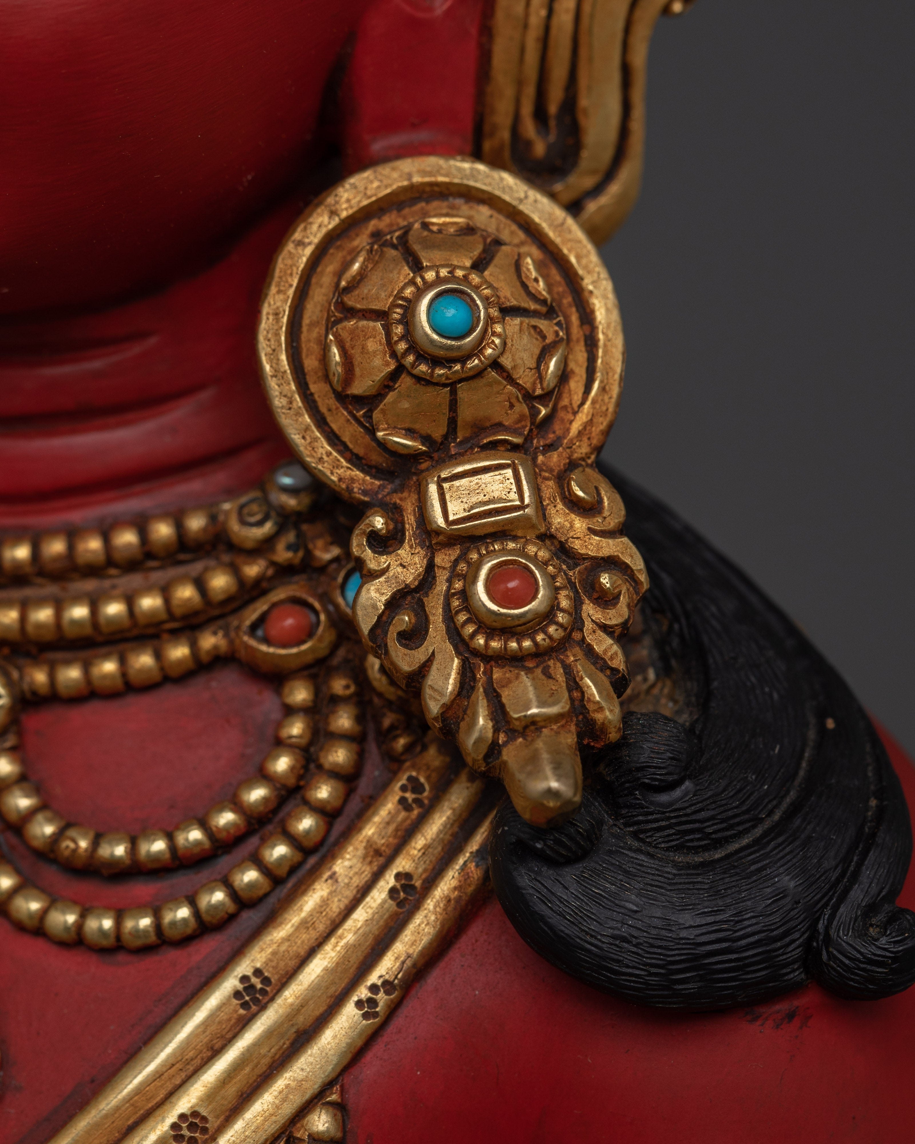 Red Amitayus Copper Statue | Elegant Sculpture for Altar, Meditation, and Healing