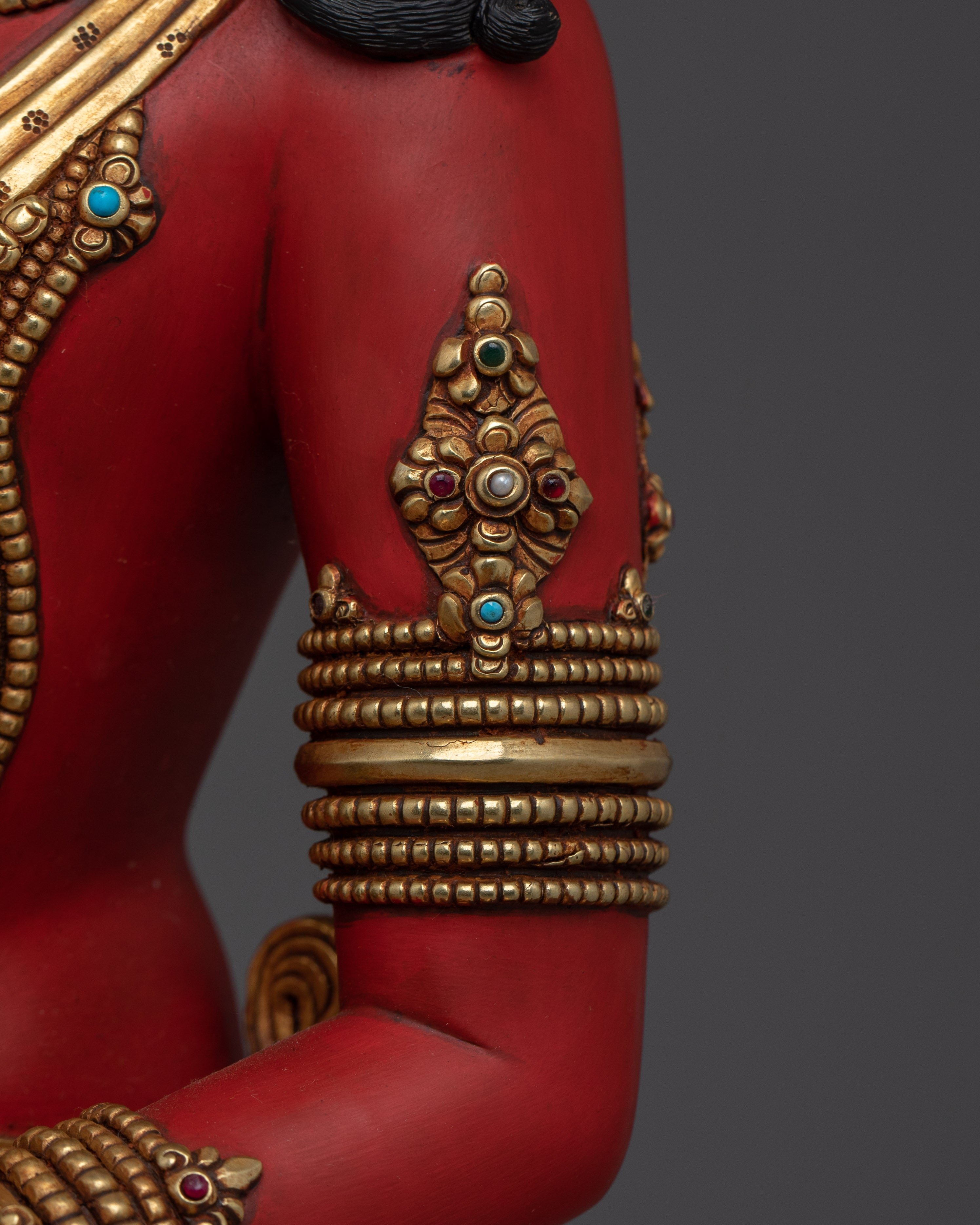 Red Amitayus Copper Statue | Elegant Sculpture for Altar, Meditation, and Healing