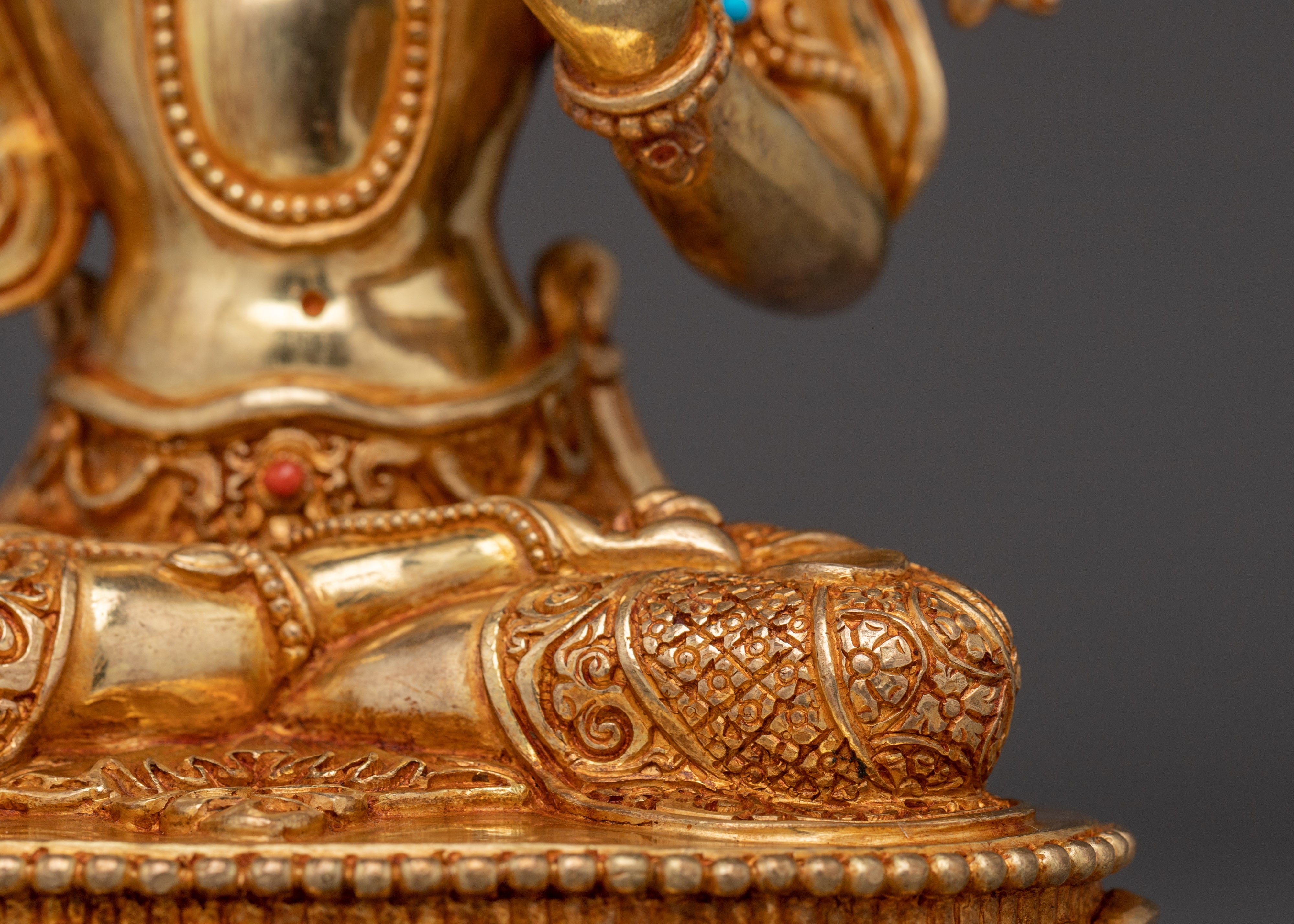 Gold Gilded Copper Wisdom Manjushri Statue | Meditation and Shrine Decor