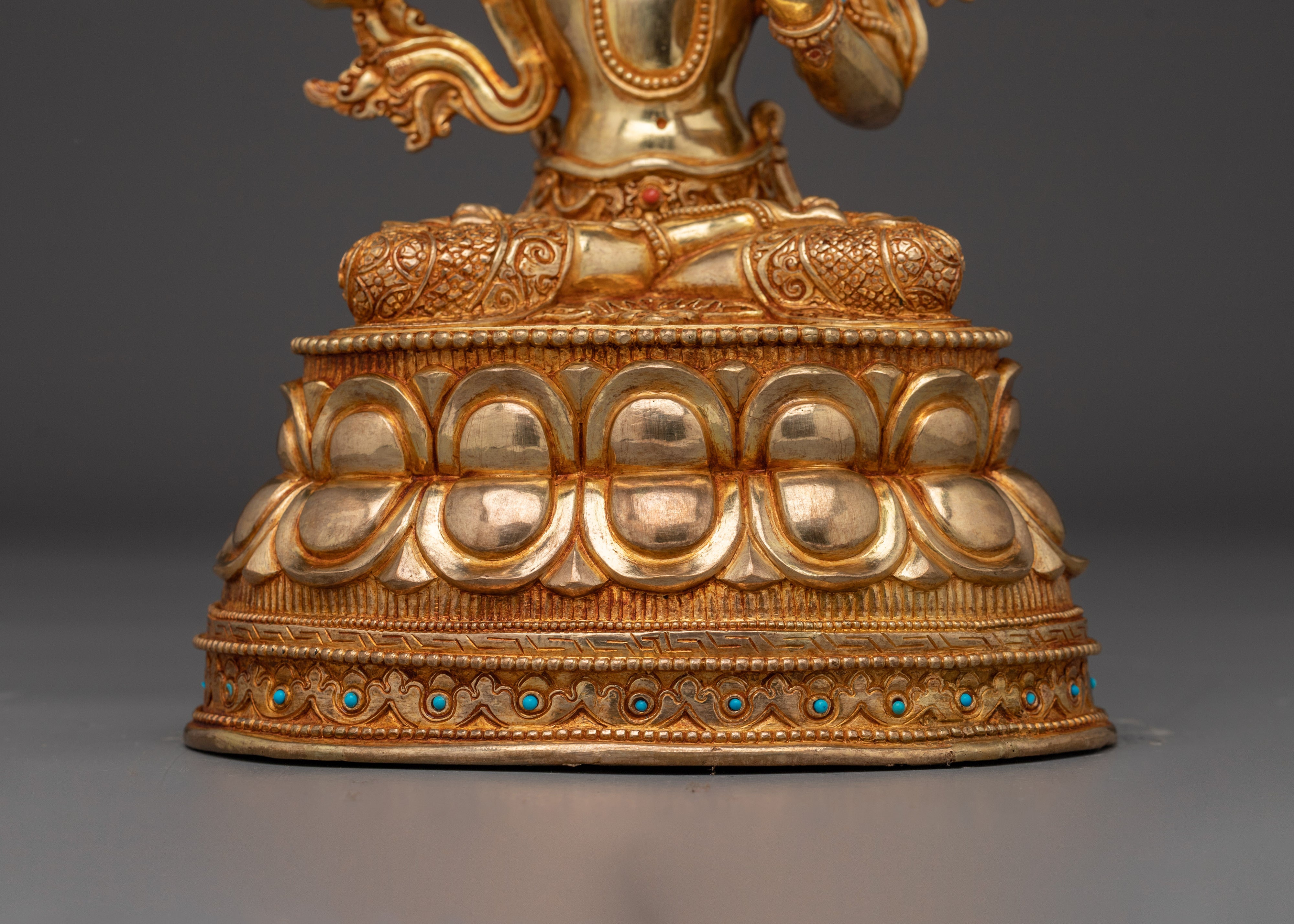 Gold Gilded Copper Wisdom Manjushri Statue | Meditation and Shrine Decor