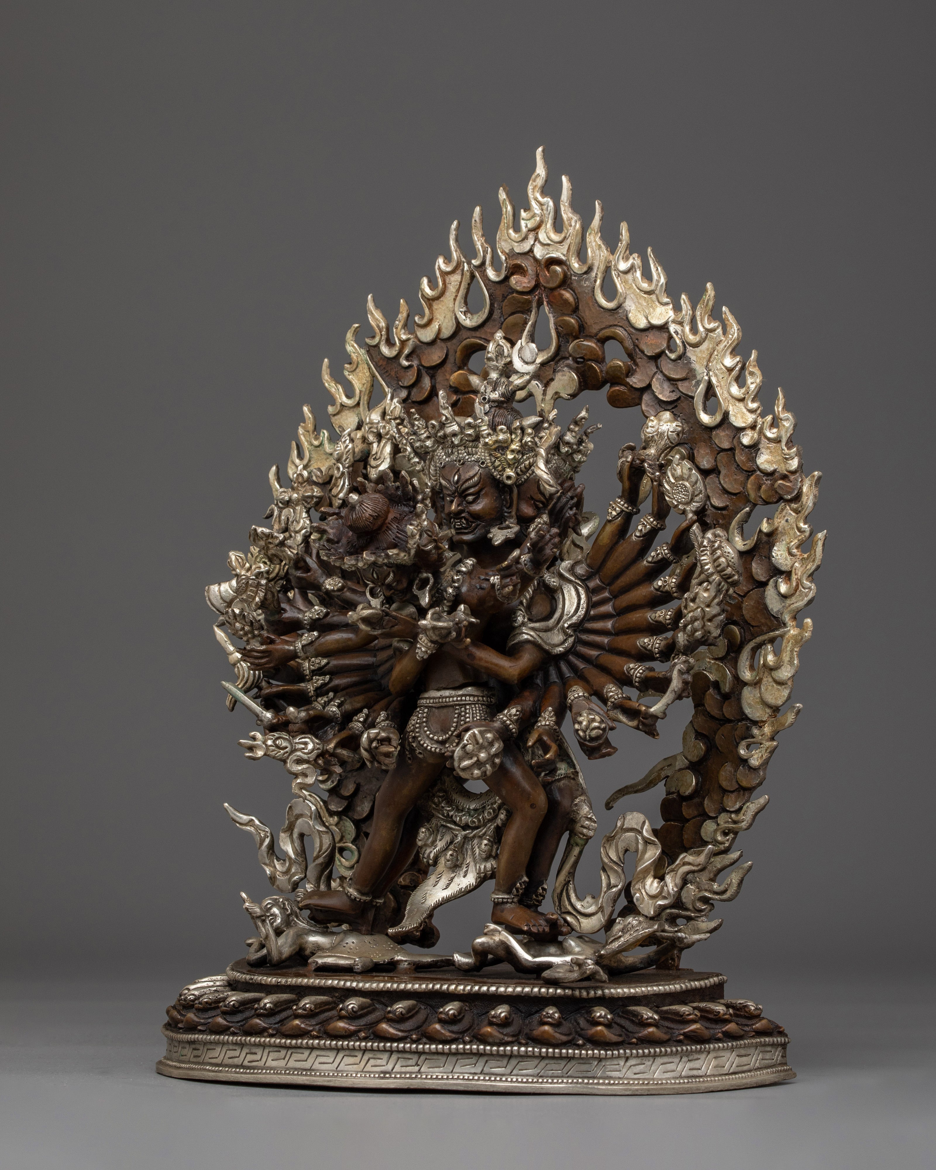 Silver-plated Kalachakra statue in oxidized copper | Enlightenment and Transformation