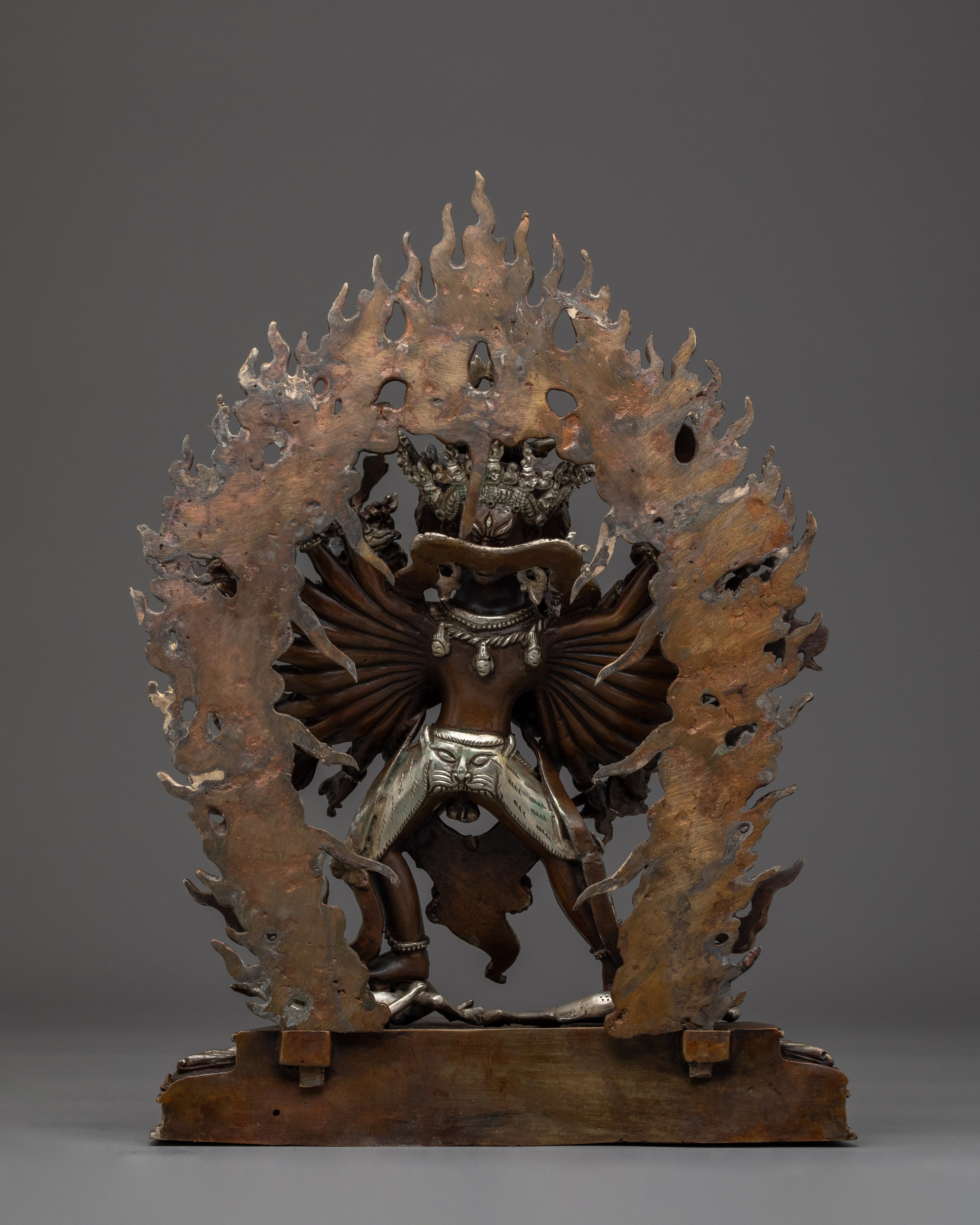 Silver-plated Kalachakra statue in oxidized copper | Enlightenment and Transformation