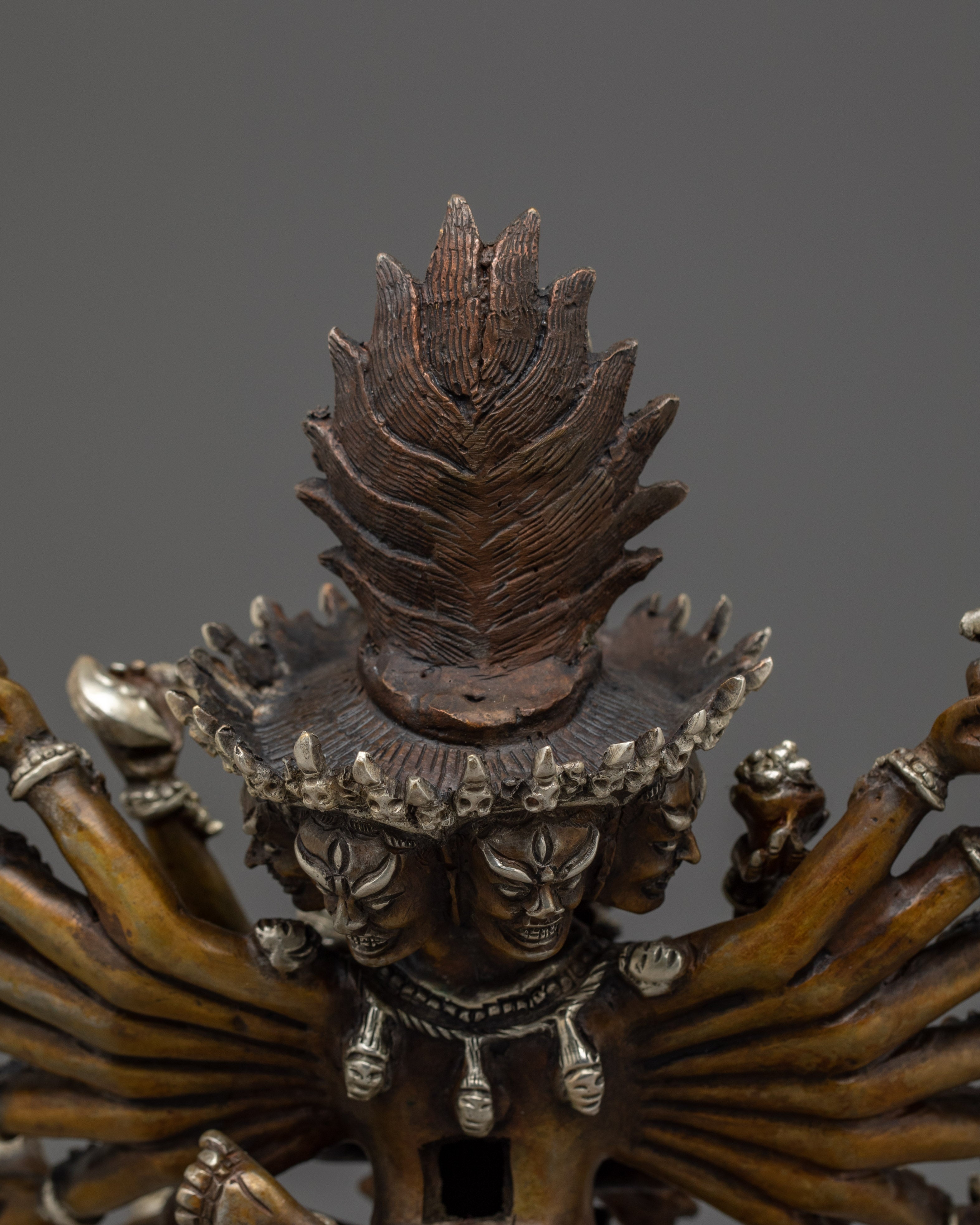 Silver-plated Hevajra With Consort statue | Empowerment Practice