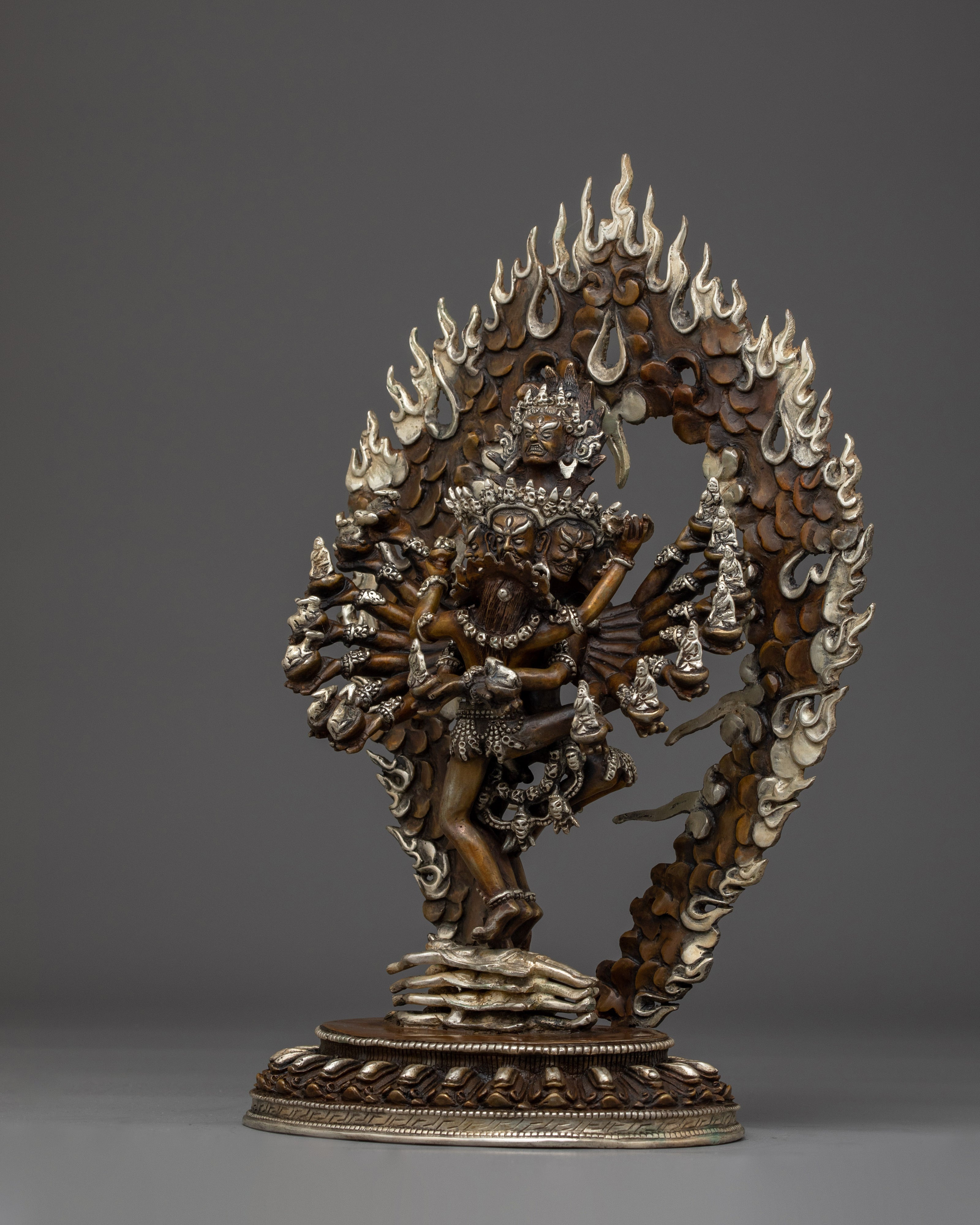 Silver-plated Hevajra With Consort statue | Empowerment Practice