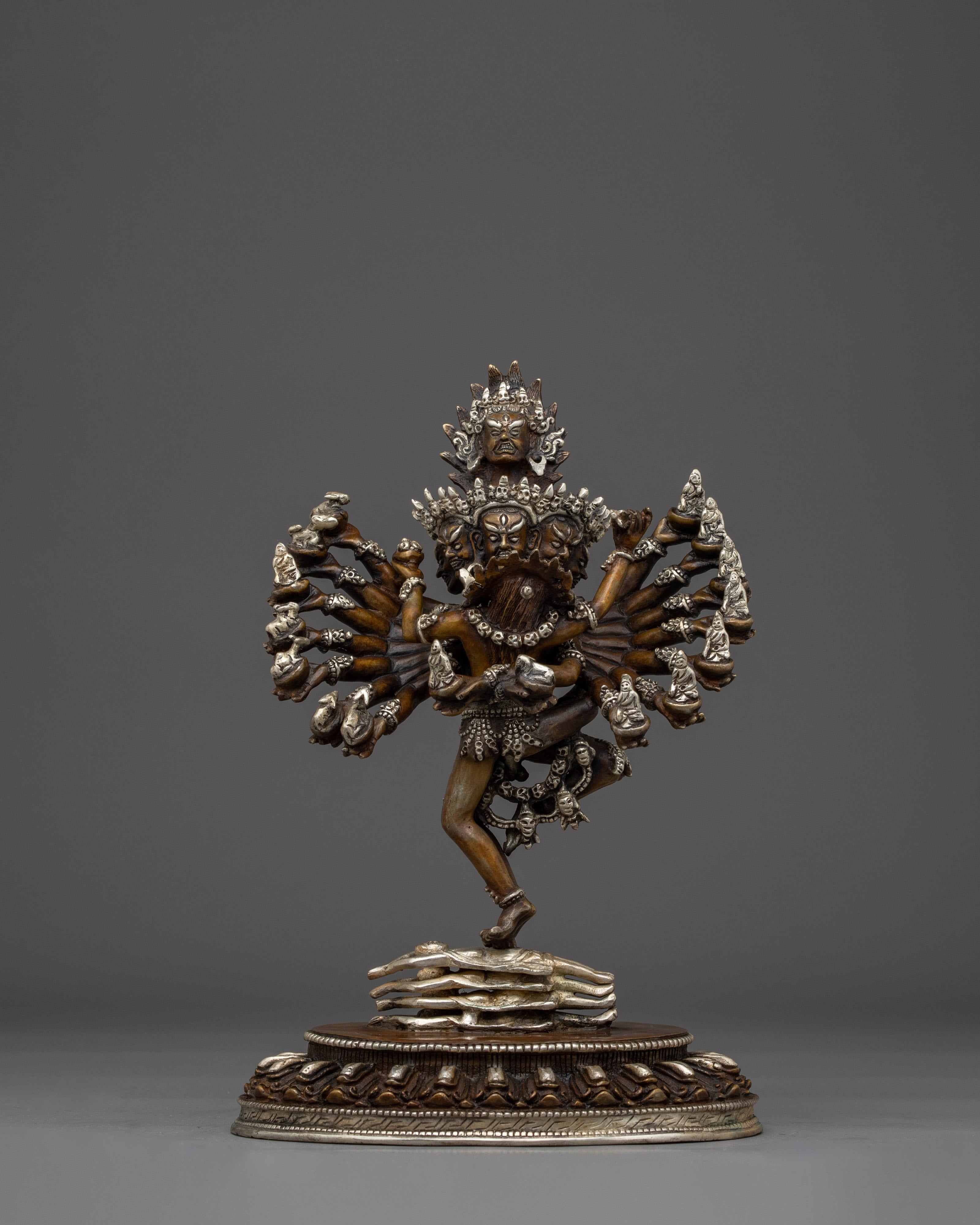 Silver-plated Hevajra With Consort statue | Empowerment Practice